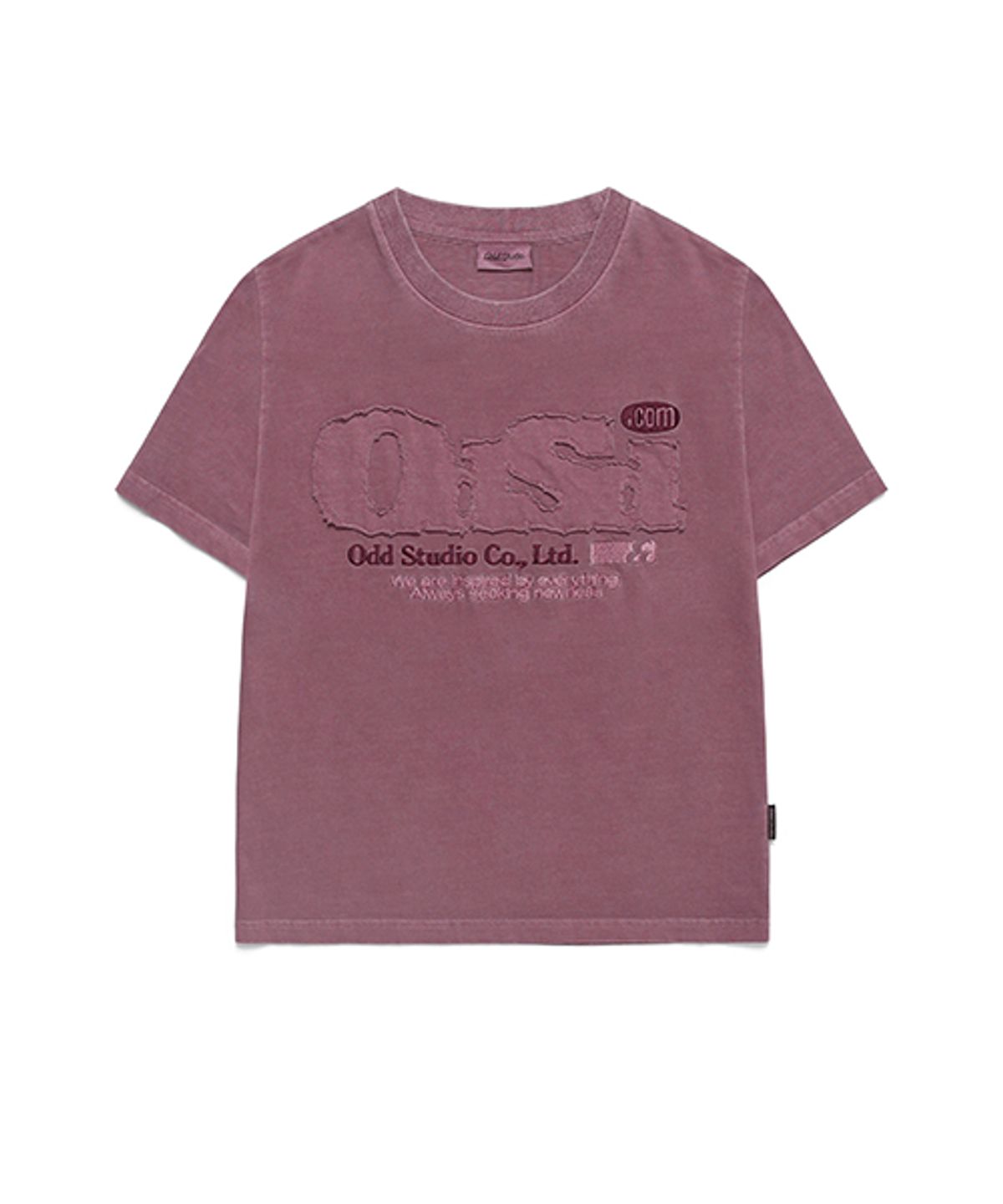 오드스튜디오(ODDSTUDIO) ODSD 피그먼트 데미지 티셔츠 - DUSTY PINK