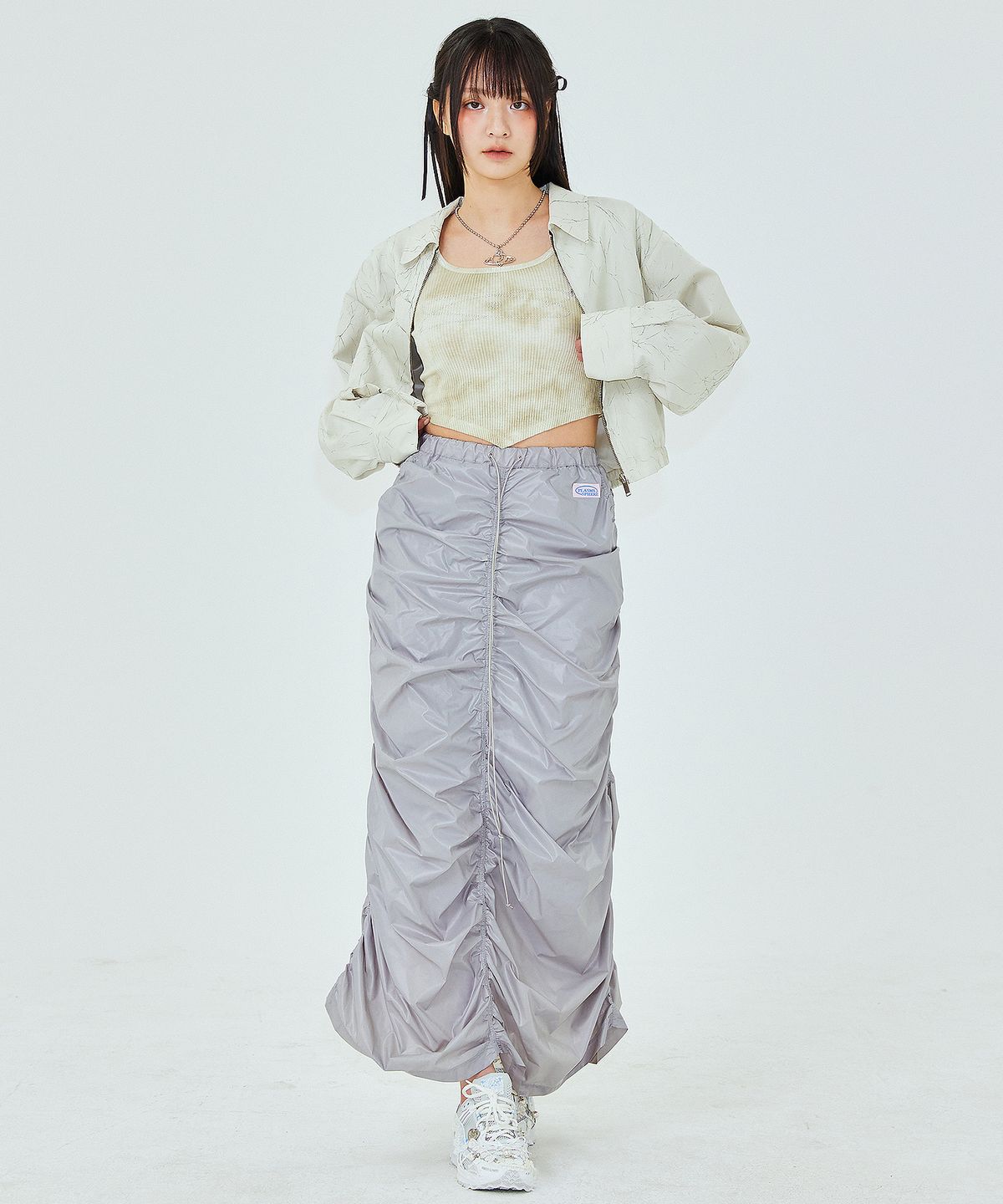 플라즈마스페어(PLASMA SPHERE) CRACK JUMPER IN CREAM(크롭 블루종)
