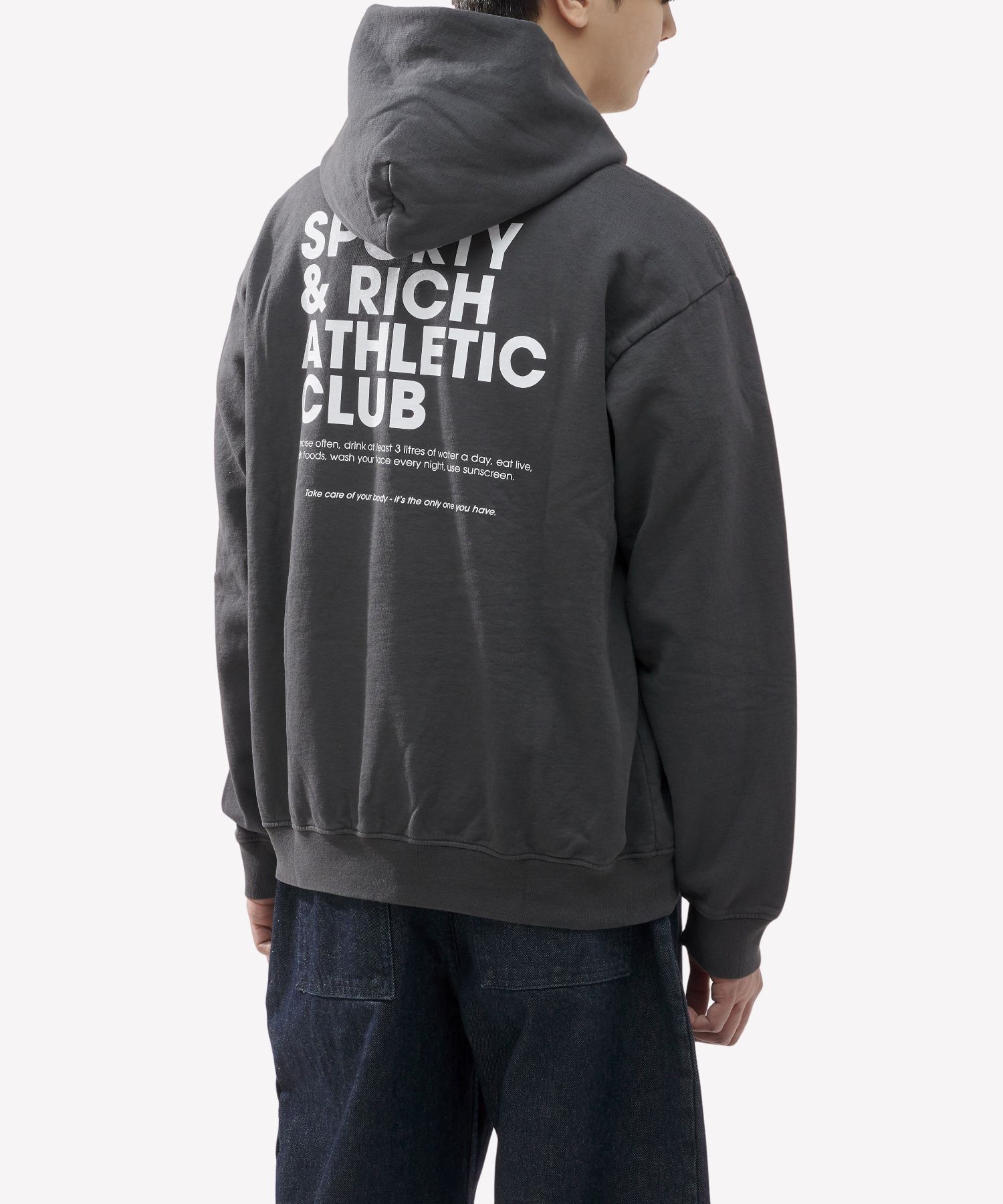 ★Sporty & Rich★ Accessible open hood faded black HOAW232FB Sporty & Rich Exercise Often Hoodie 'Faded Black' – Limited Edt