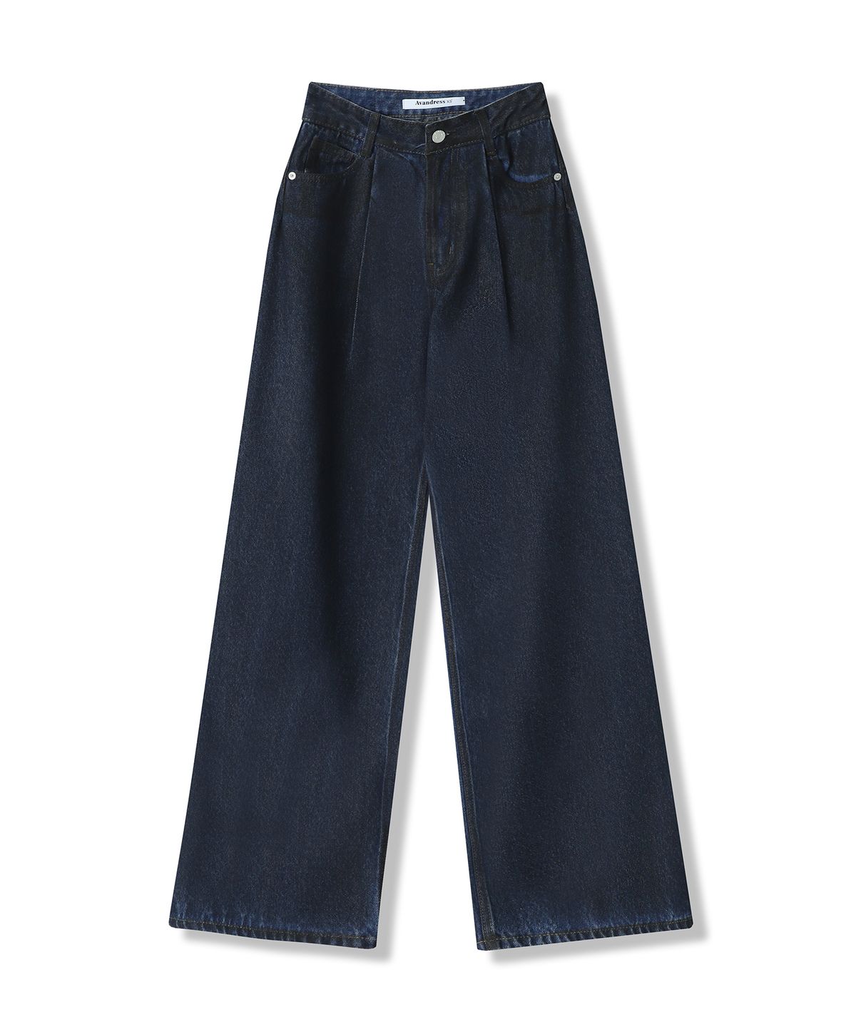어반드레스(AVANDRESS) Glossy Pintuck Denim Pants BLACK COATING
