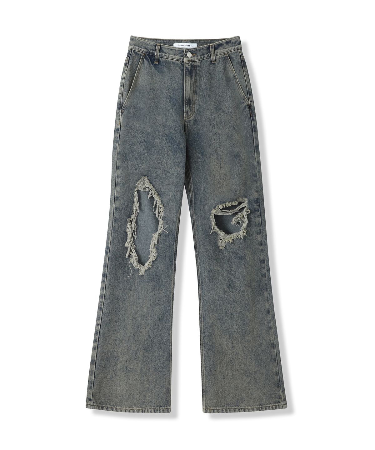 어반드레스(AVANDRESS) Minimal Bootscut Destroyed Denim Pants BLACK