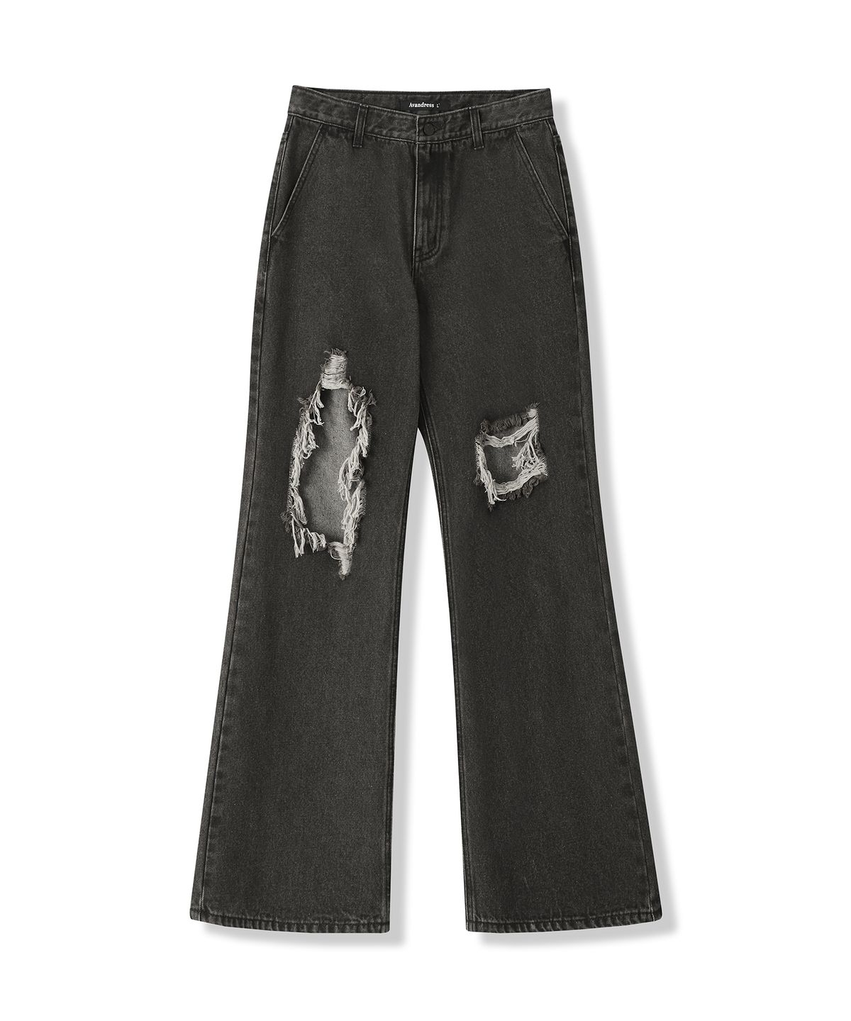 어반드레스(AVANDRESS) Minimal Bootscut Destroyed Denim Pants CAMEL BLUE