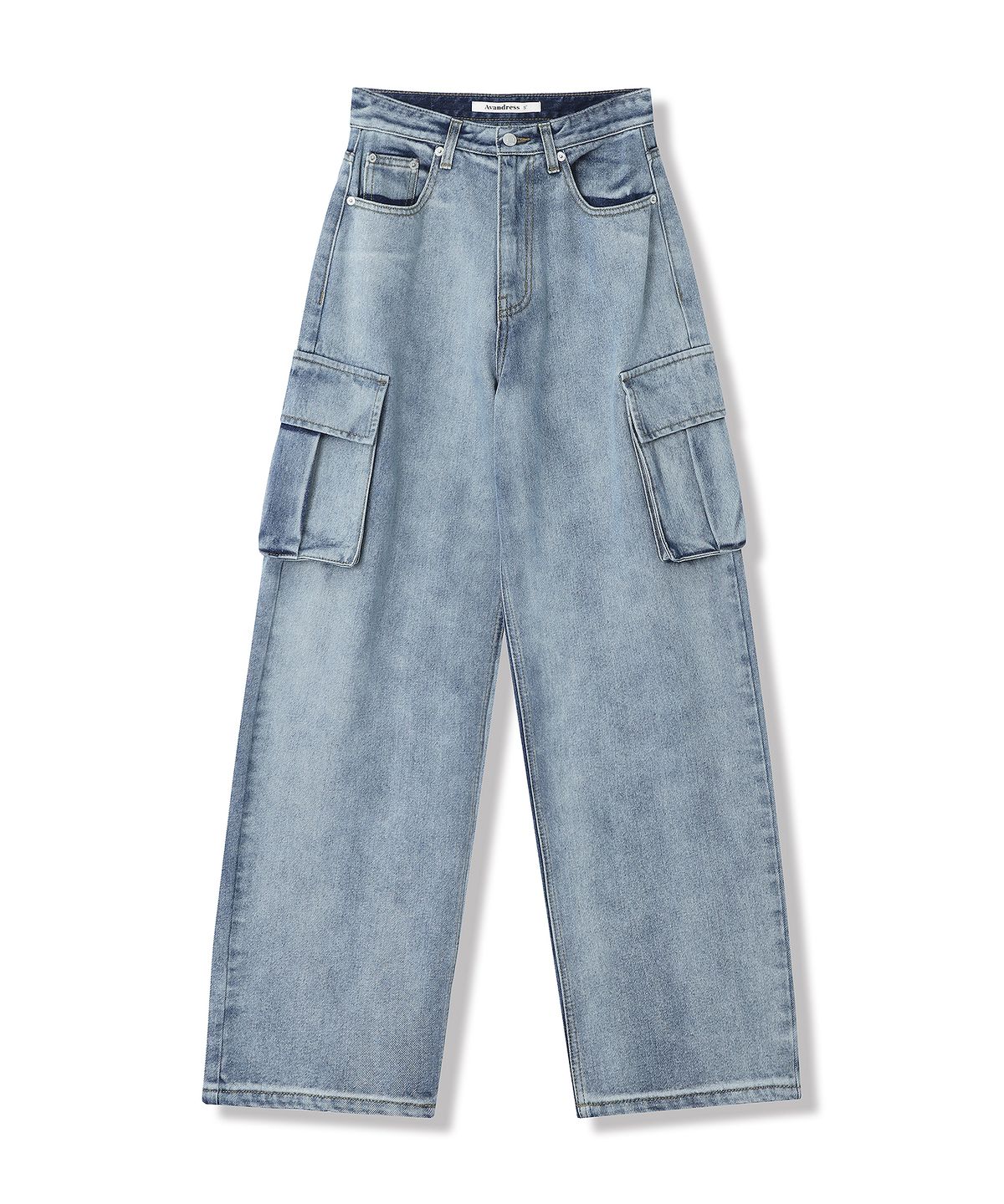 어반드레스(AVANDRESS) Snow Cargo Denim Pants Milk LIGHT BLUE
