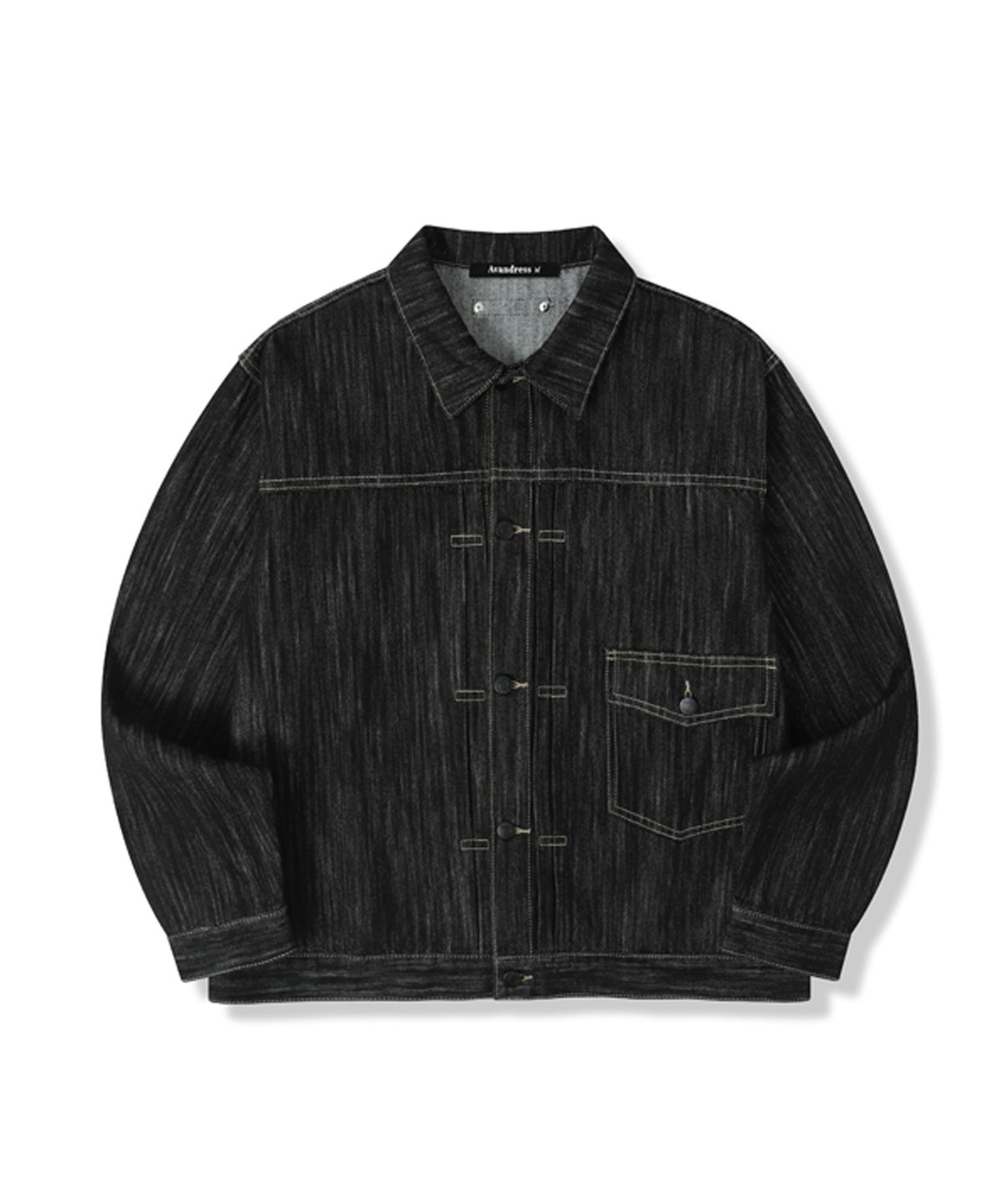 어반드레스(AVANDRESS) Normal Backpocket Nonfade Denim Jacket BLACK