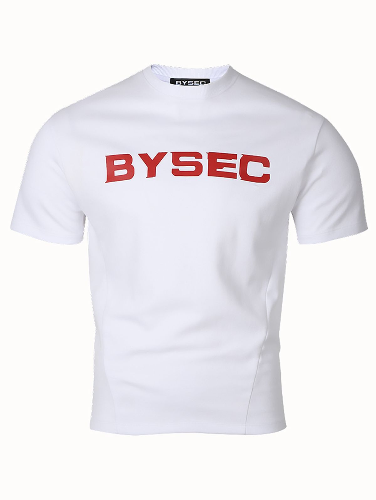 바이젝(BYSEC) 퍼펙트 특양면 레드로고 머슬핏 반팔 티셔츠_2Color