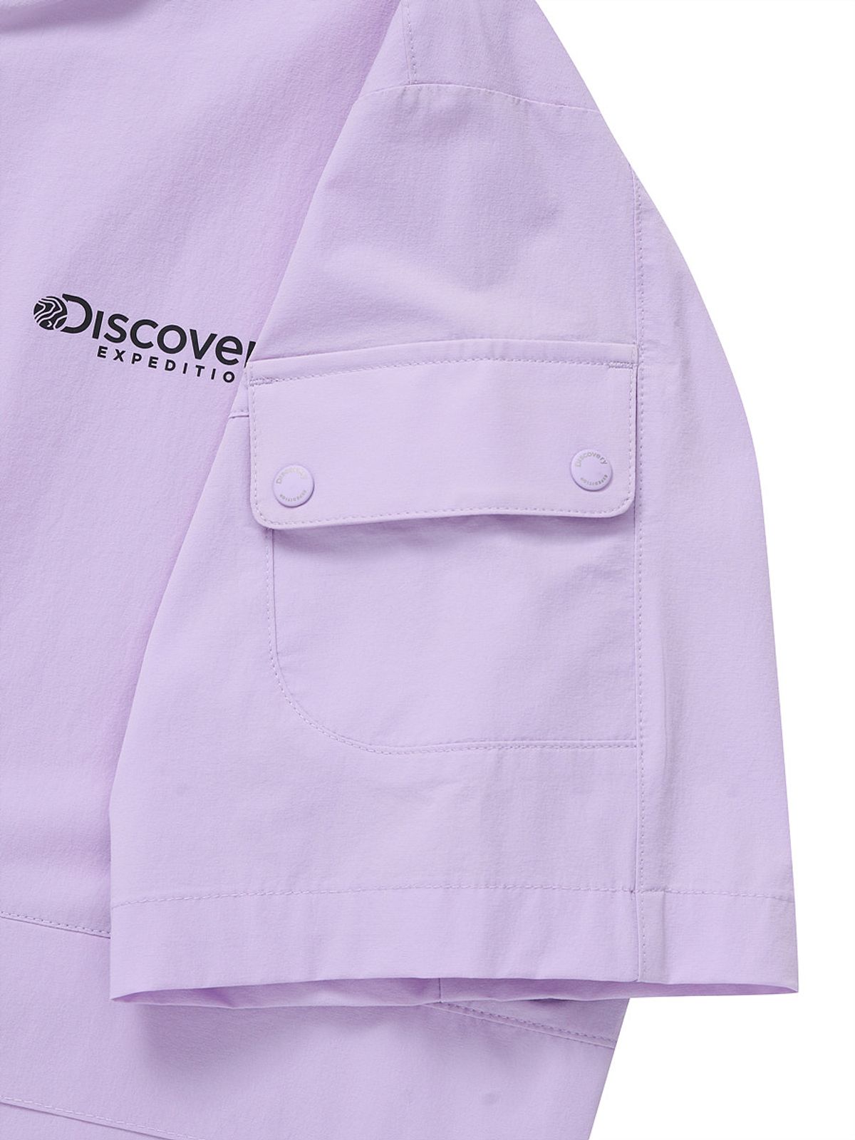 디스커버리 익스페디션(DISCOVERY EXPEDITION) 우븐 폴튼 반팔 후디드 아노락 (D.Violet)