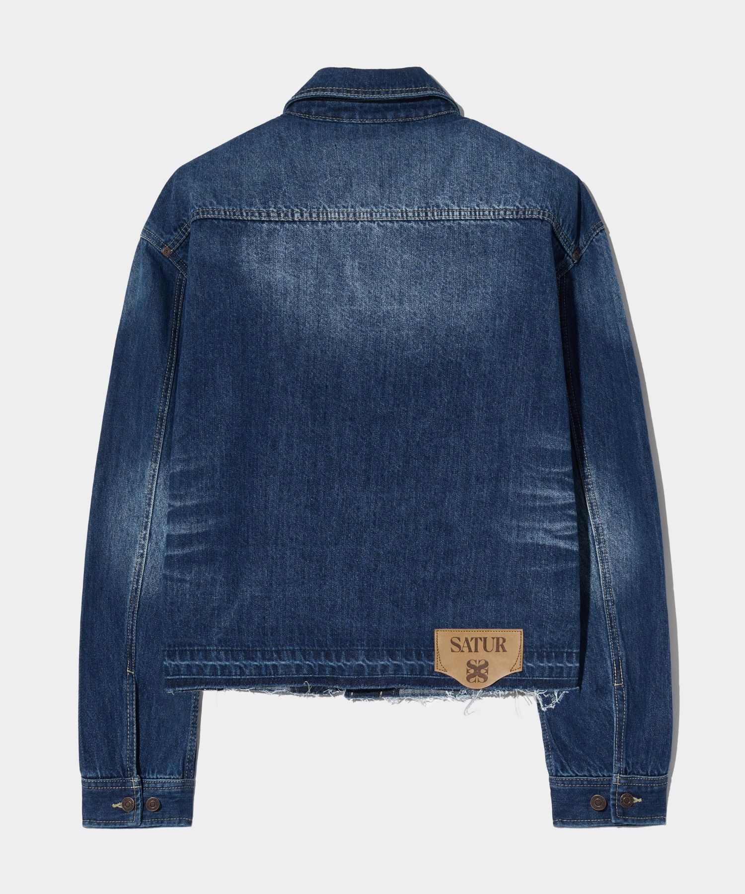 ◆SATUR◆ Gabon washed denim trucker jacket medium blue SA24 MUSINSA | SATUR Gabon washed denim trucker jacket medium blue