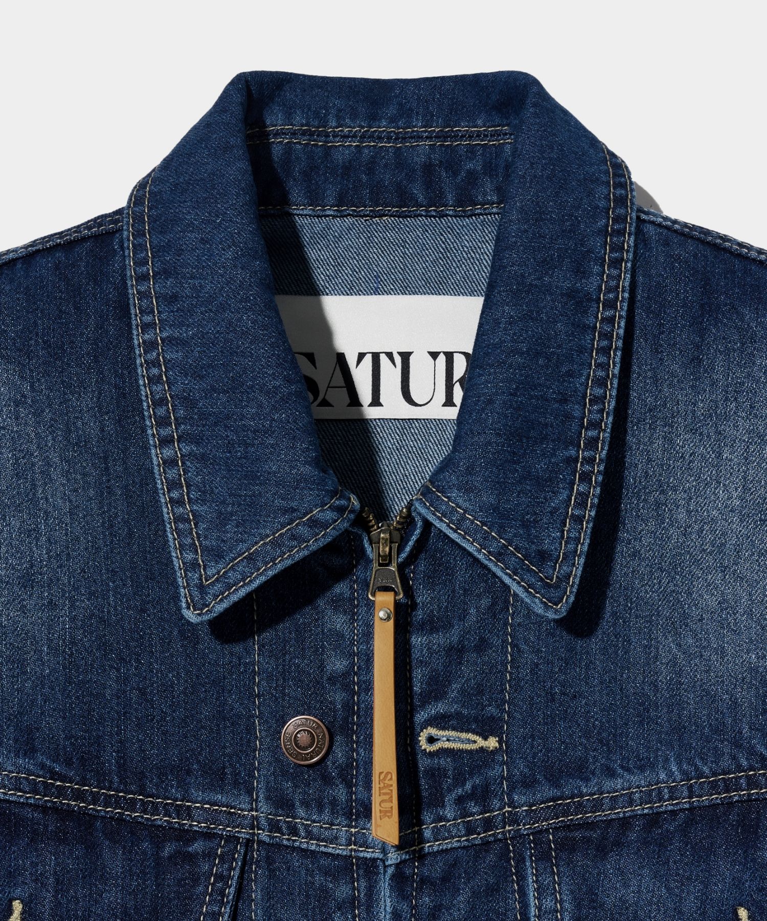 MUSINSA | SATUR Gabon washed denim trucker jacket medium blue