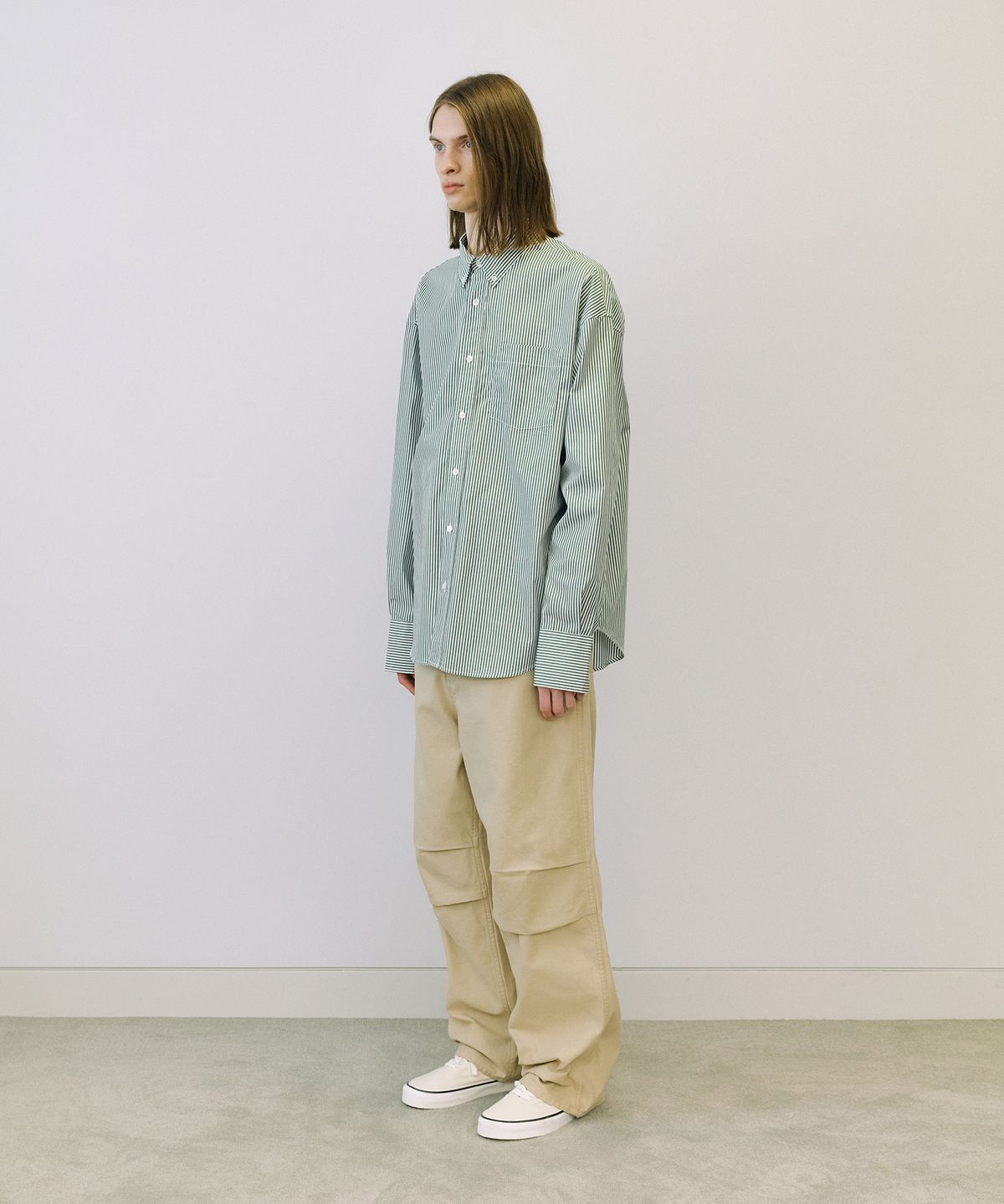 엔도어(ENDOOR) Piano over shirt (green stripe)