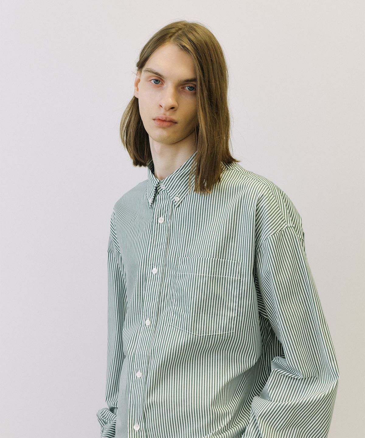 엔도어(ENDOOR) Piano over shirt (green stripe)