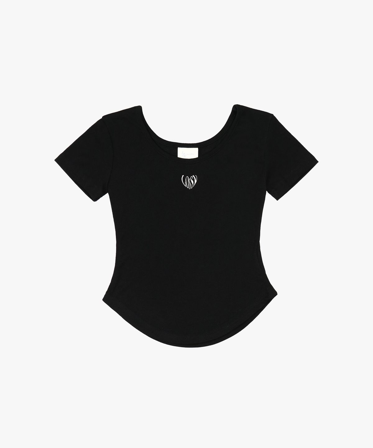 로시로우(LOSSYROW) Fitted U-neck Short Sleeve  Black