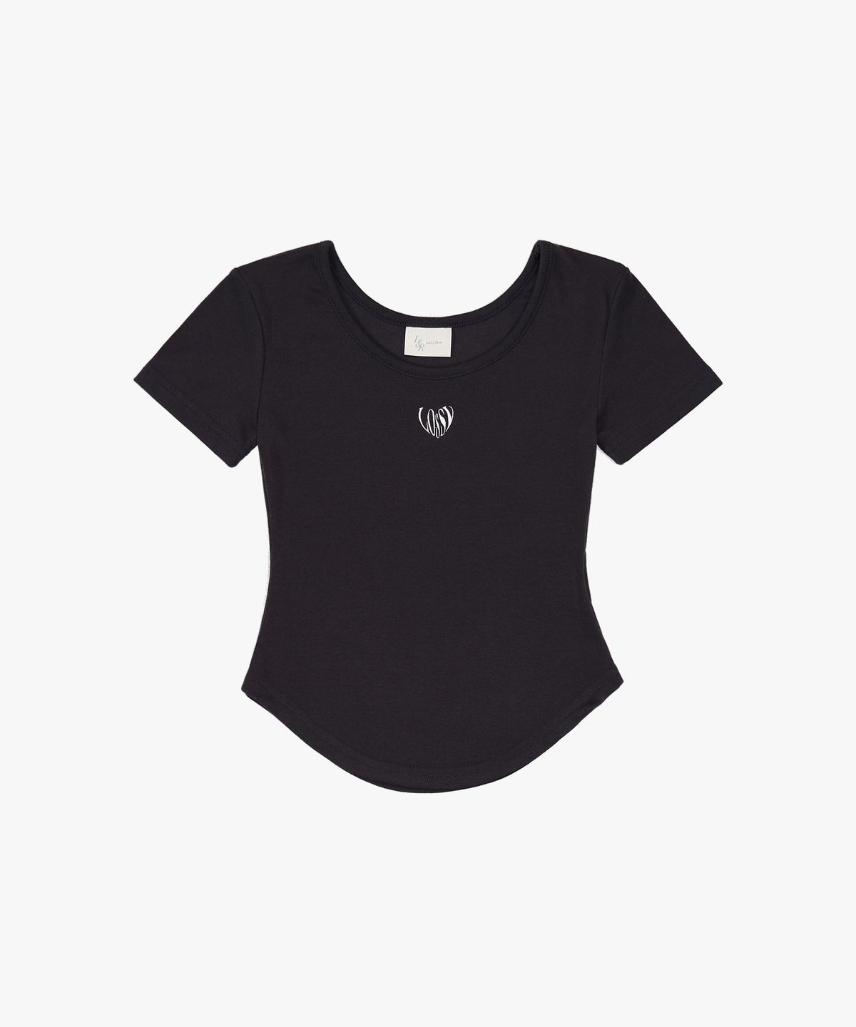 로시로우(LOSSYROW) Fitted U-neck Short Sleeve  Charcoal