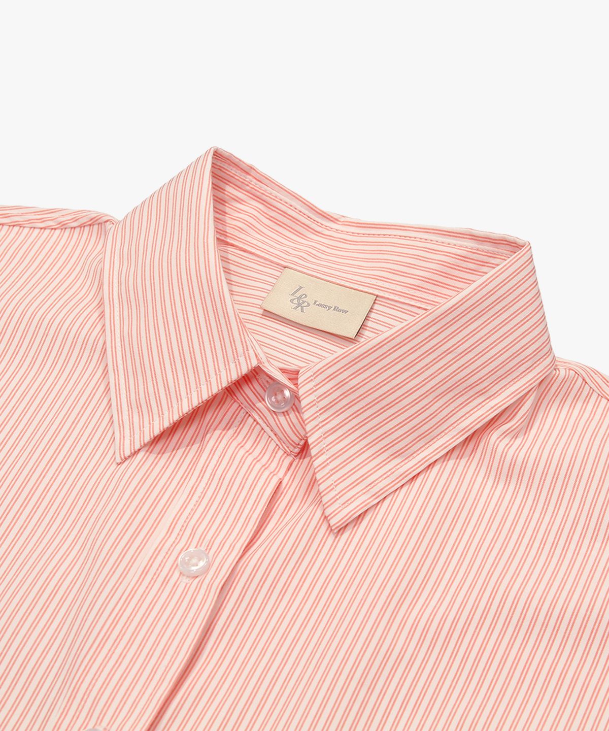 로시로우(LOSSYROW) Ticking Oversized Stripe Shirt Peach