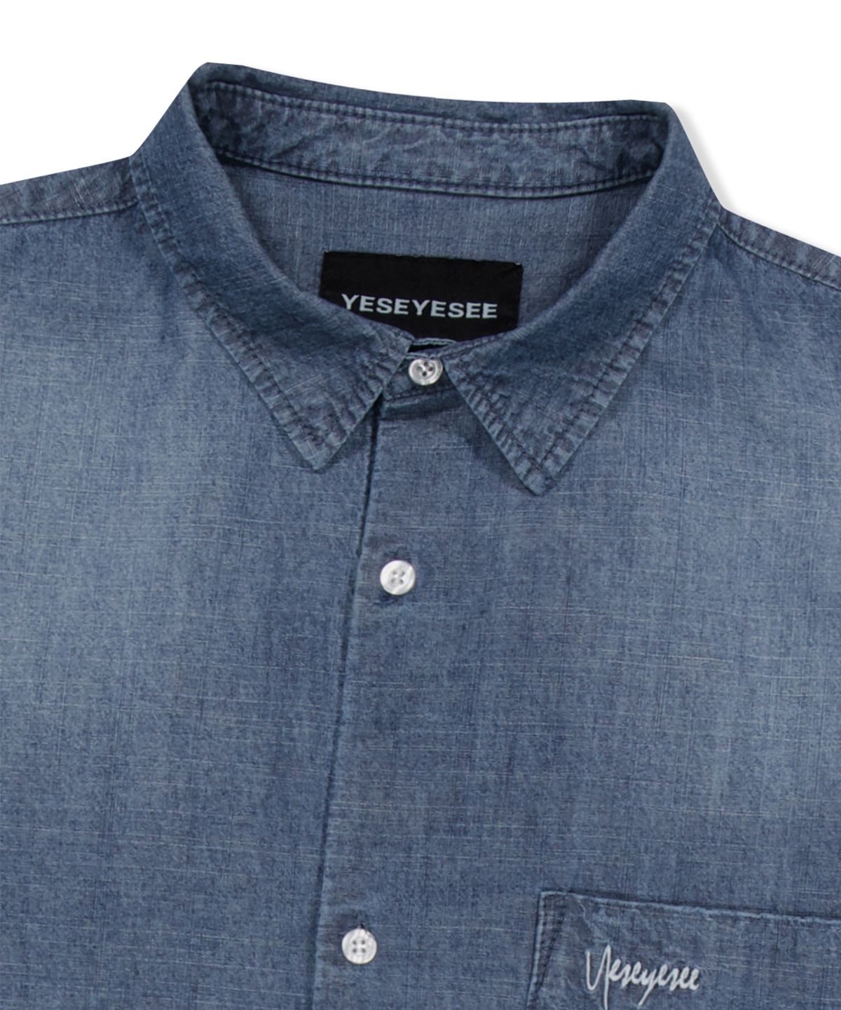예스아이씨(YESEYESEE) Loose Fit Denim Half Shirts Indigo