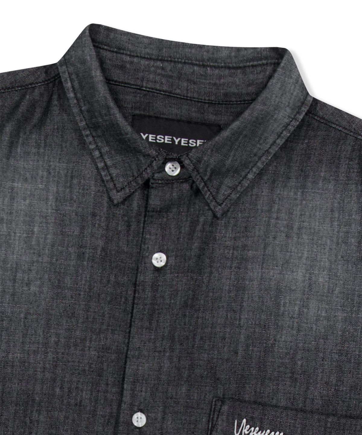 예스아이씨(YESEYESEE) Loose Fit Denim Half Shirts Black