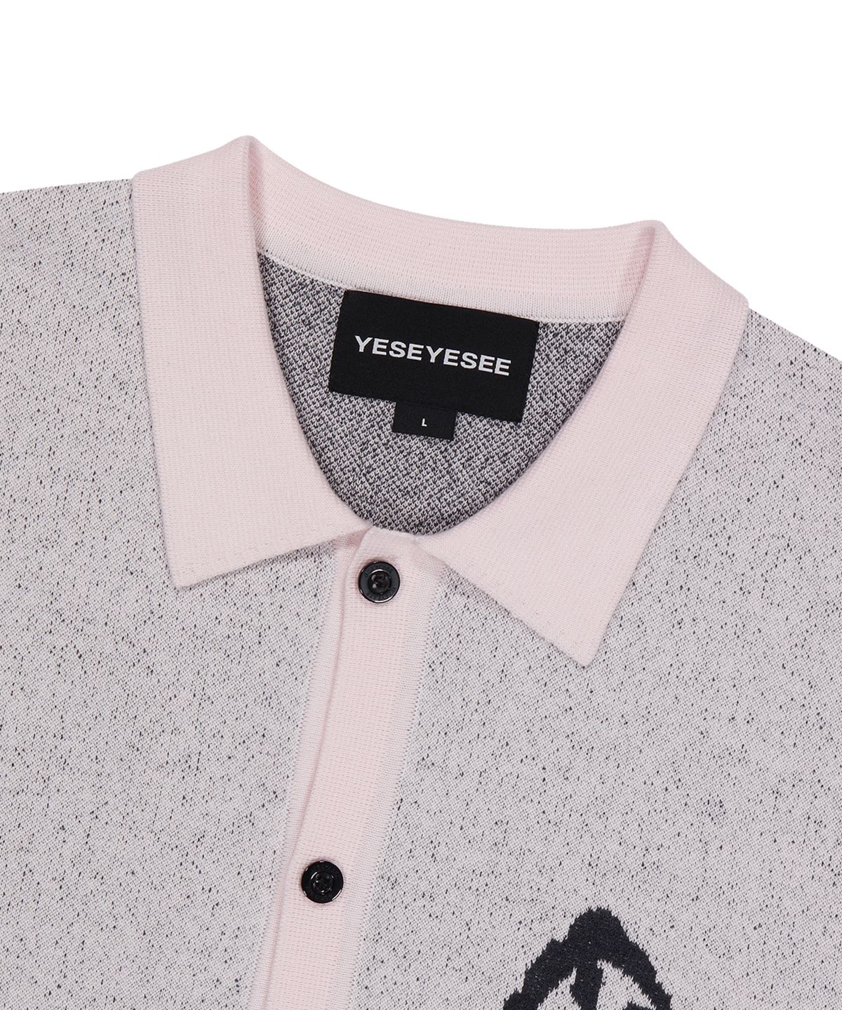 예스아이씨(YESEYESEE) Poker Icons Knit Half Shirts Light Pink