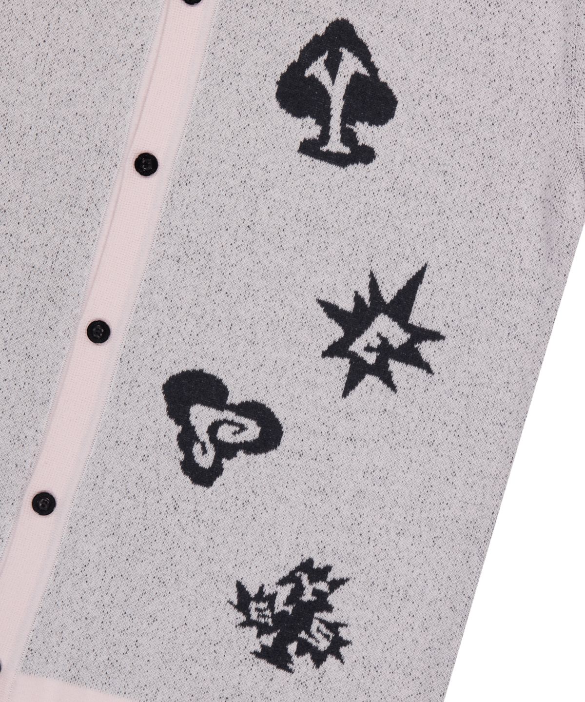 예스아이씨(YESEYESEE) Poker Icons Knit Half Shirts Light Pink
