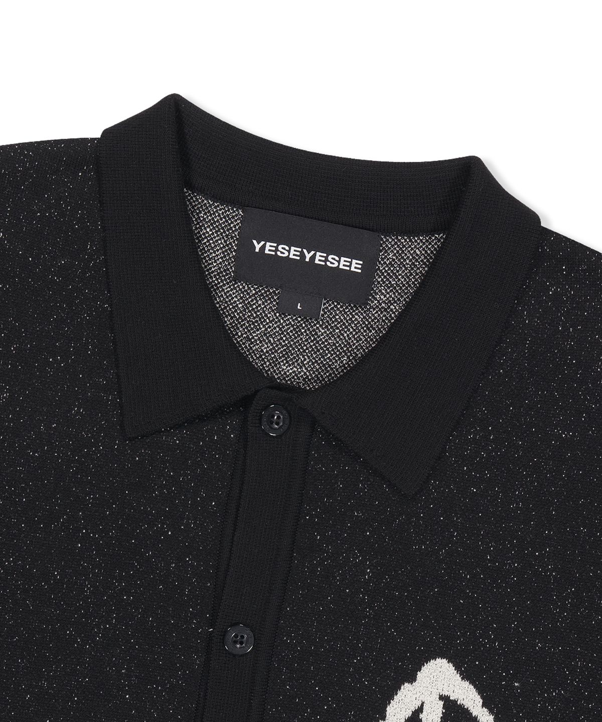 예스아이씨(YESEYESEE) Poker Icons Knit Half Shirts Black
