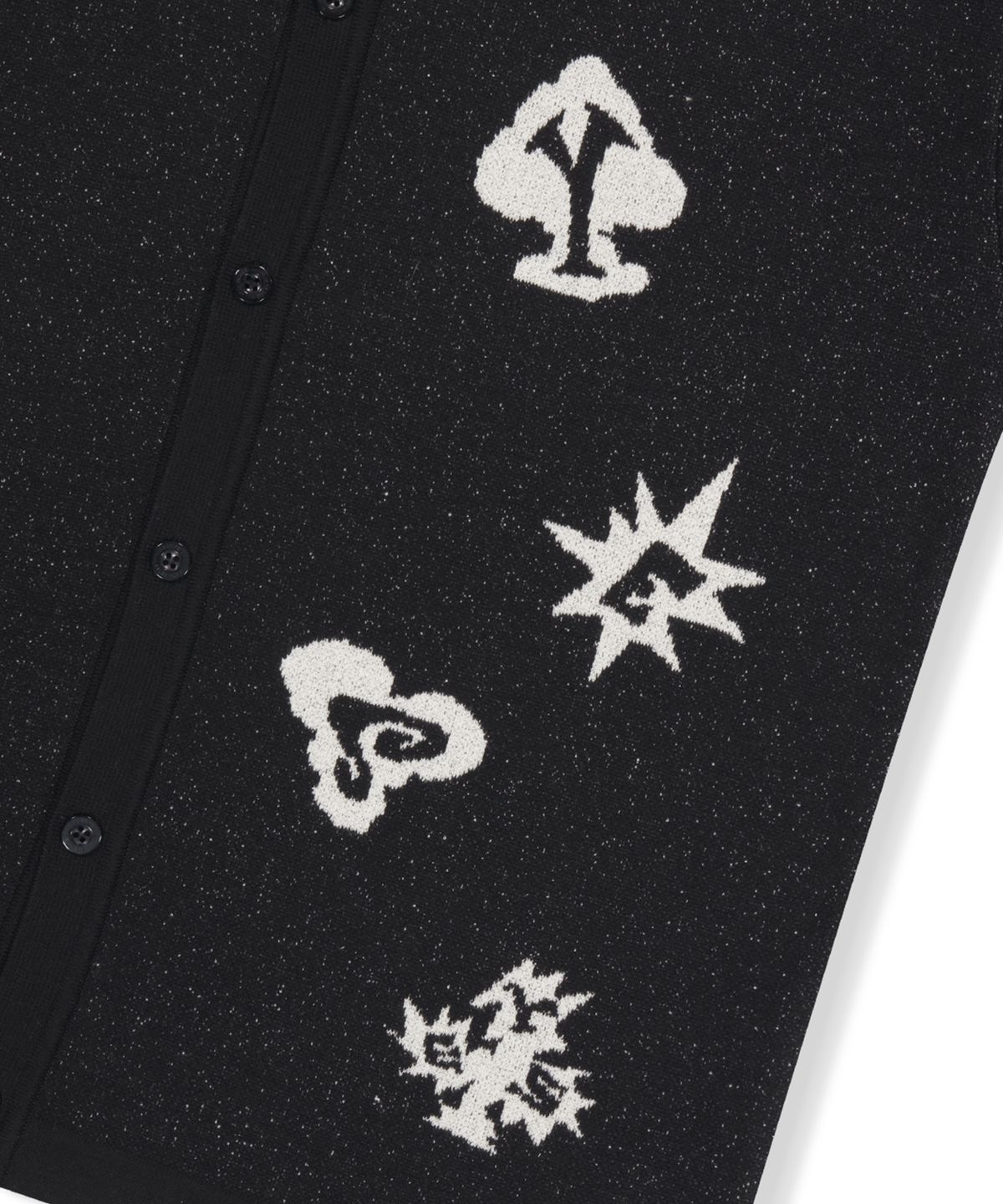 예스아이씨(YESEYESEE) Poker Icons Knit Half Shirts Black