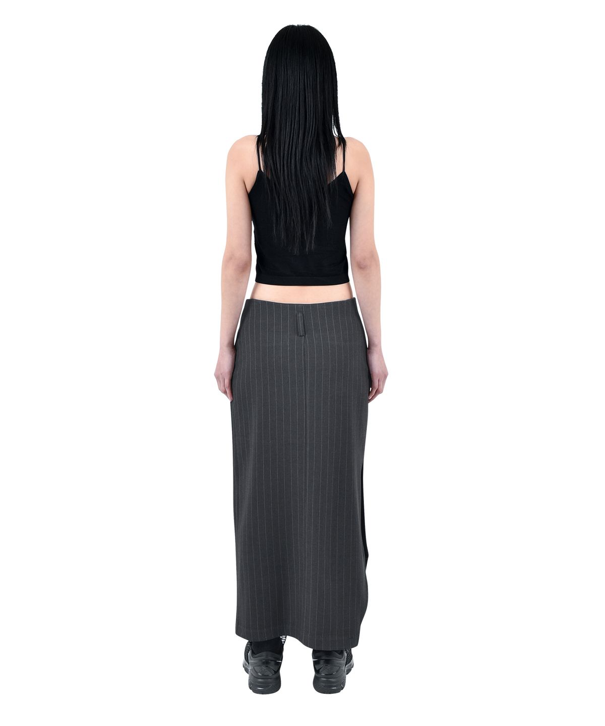 카타르시스(KATHARSIS) 컷팅 롱스커트 그레이 핀스트라이프 FREE
