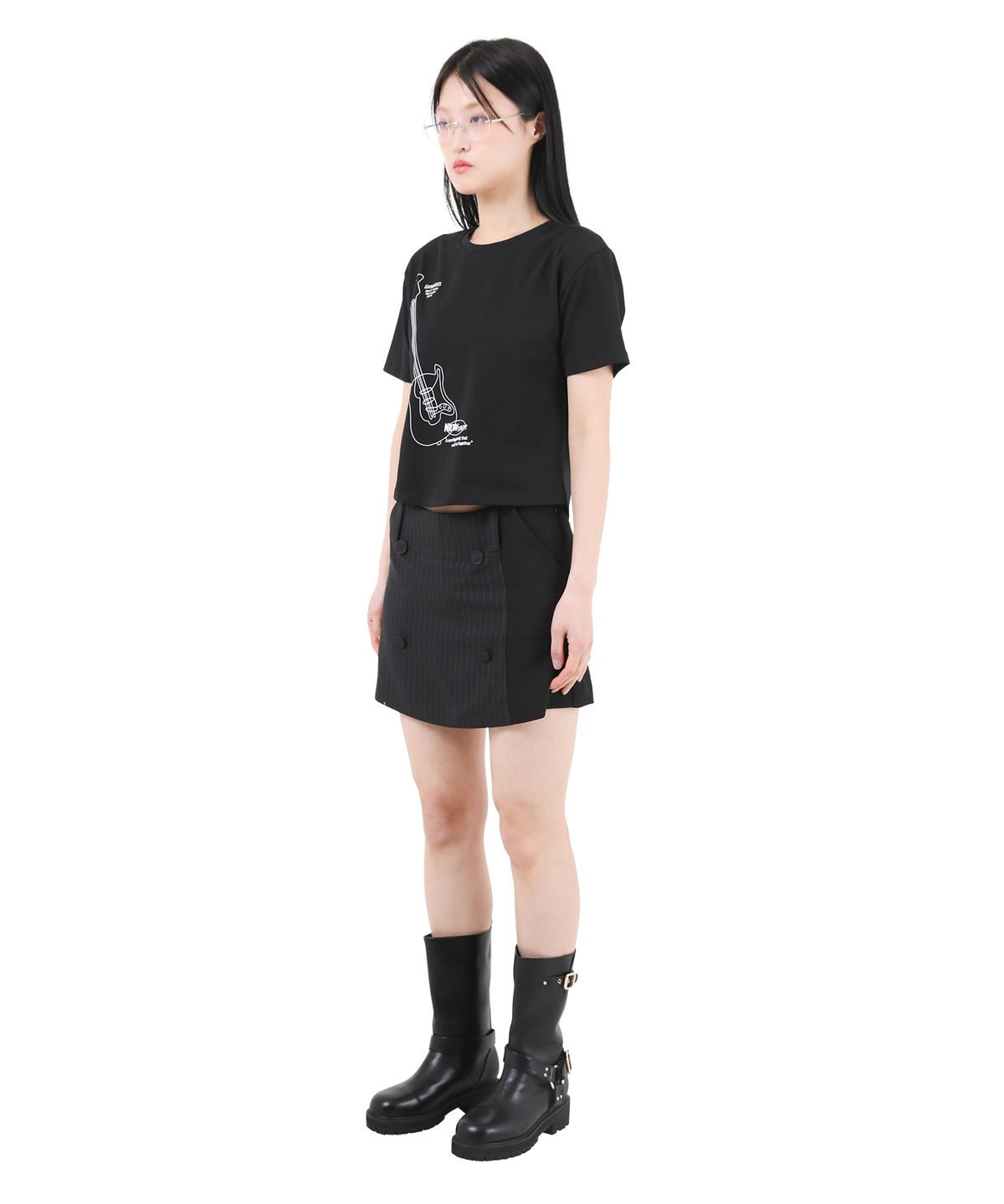 카타르시스(KATHARSIS) 미니 스커트 팬츠 블랙 핀스트라이프 ONE SIZE