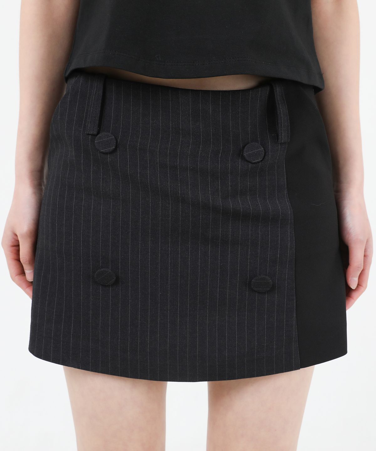 카타르시스(KATHARSIS) 미니 스커트 팬츠 블랙 핀스트라이프 ONE SIZE