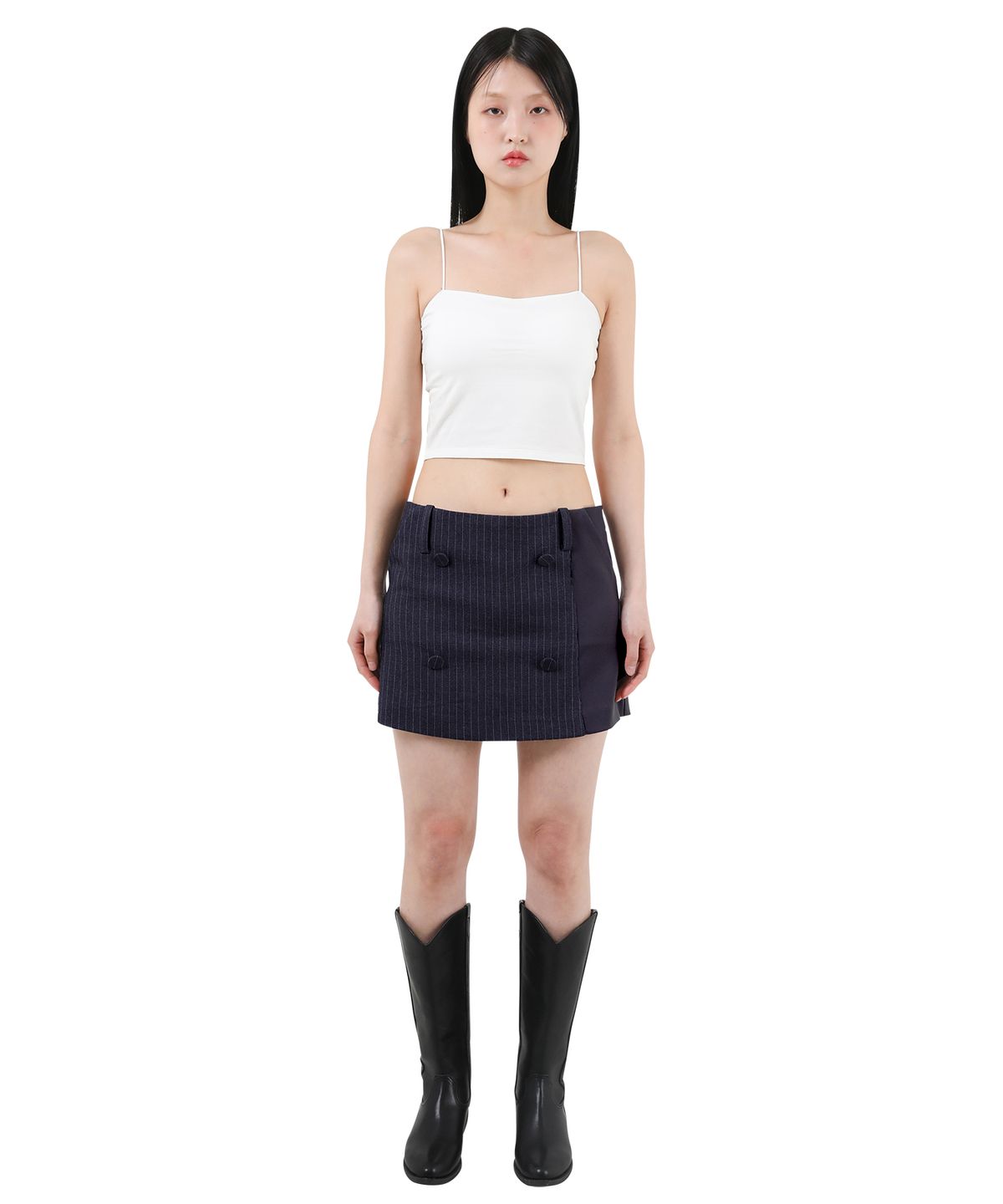 카타르시스(KATHARSIS) 미니 스커트 팬츠 네이비 핀스트라이프 ONE SIZE