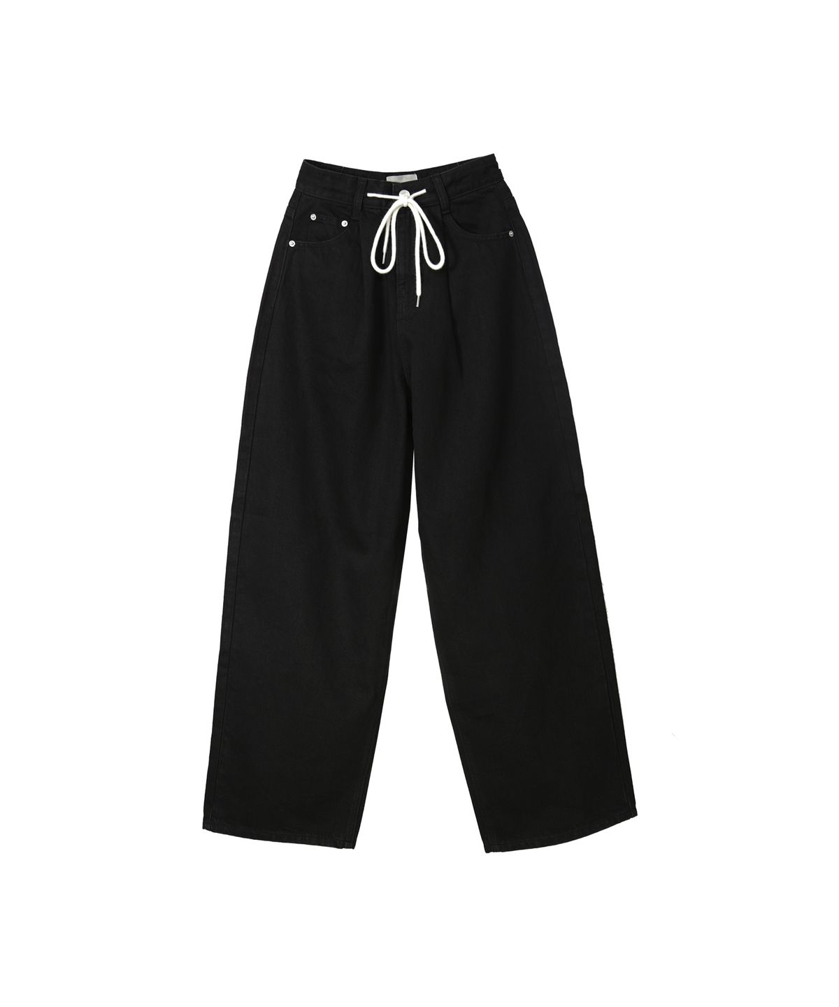 로시로우(LOSSYROW) Wide string denim pants Black