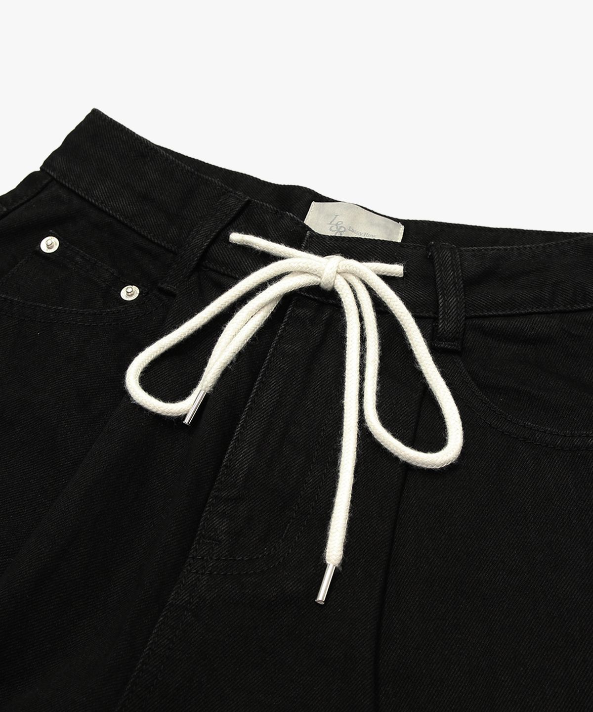 로시로우(LOSSYROW) Wide string denim pants Black