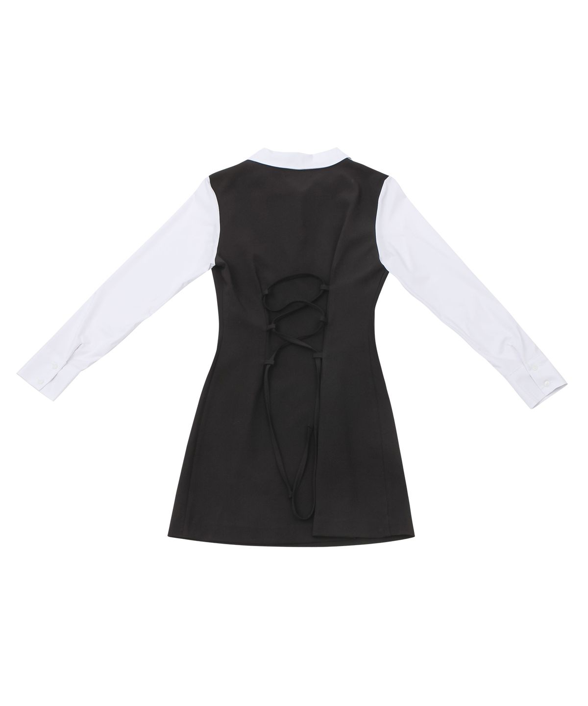카타르시스(KATHARSIS) 배색 코르셋 카라 원피스 블랙 ONE SIZE