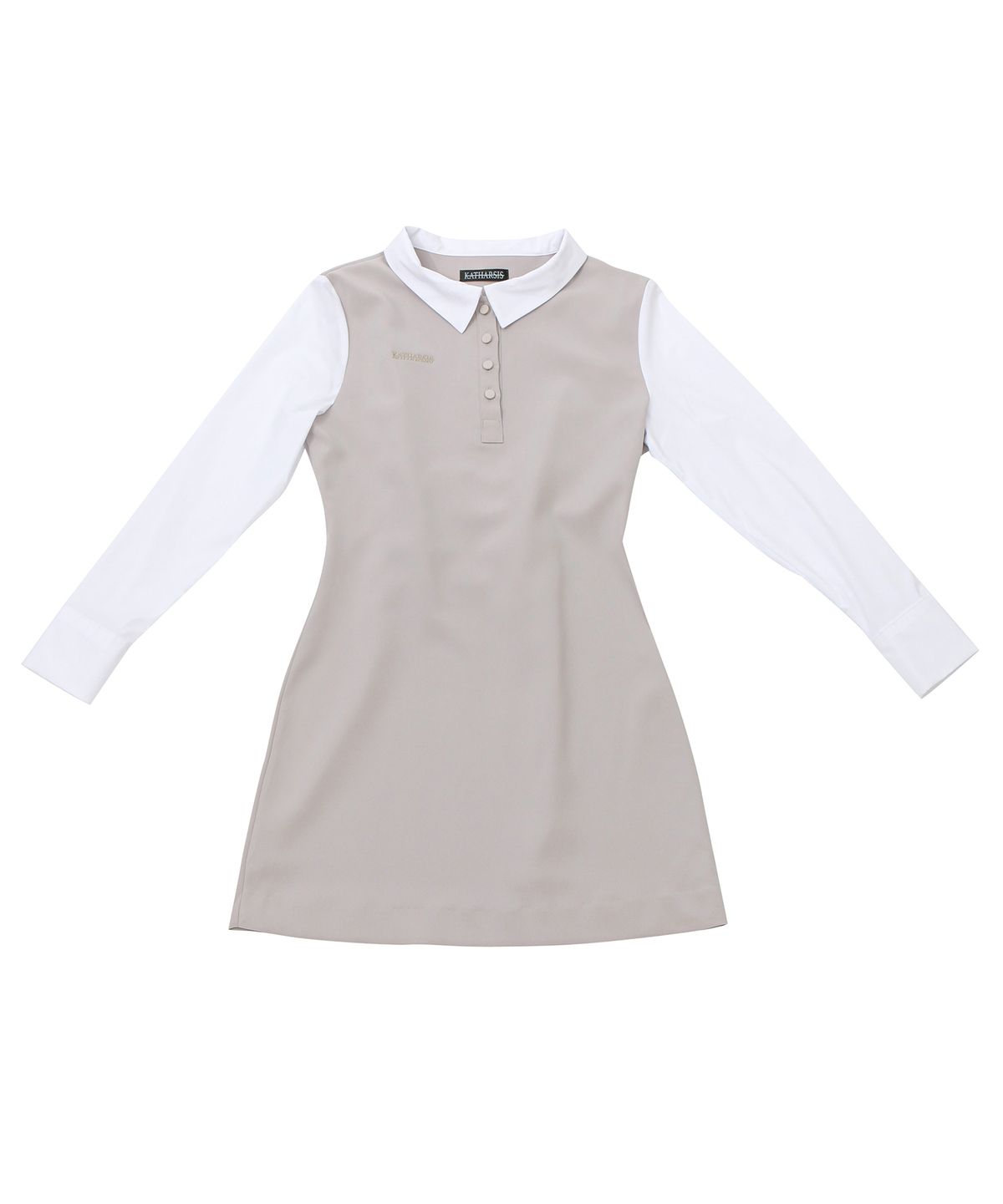 카타르시스(KATHARSIS) 배색 코르셋 카라 원피스 베이지 ONE SIZE