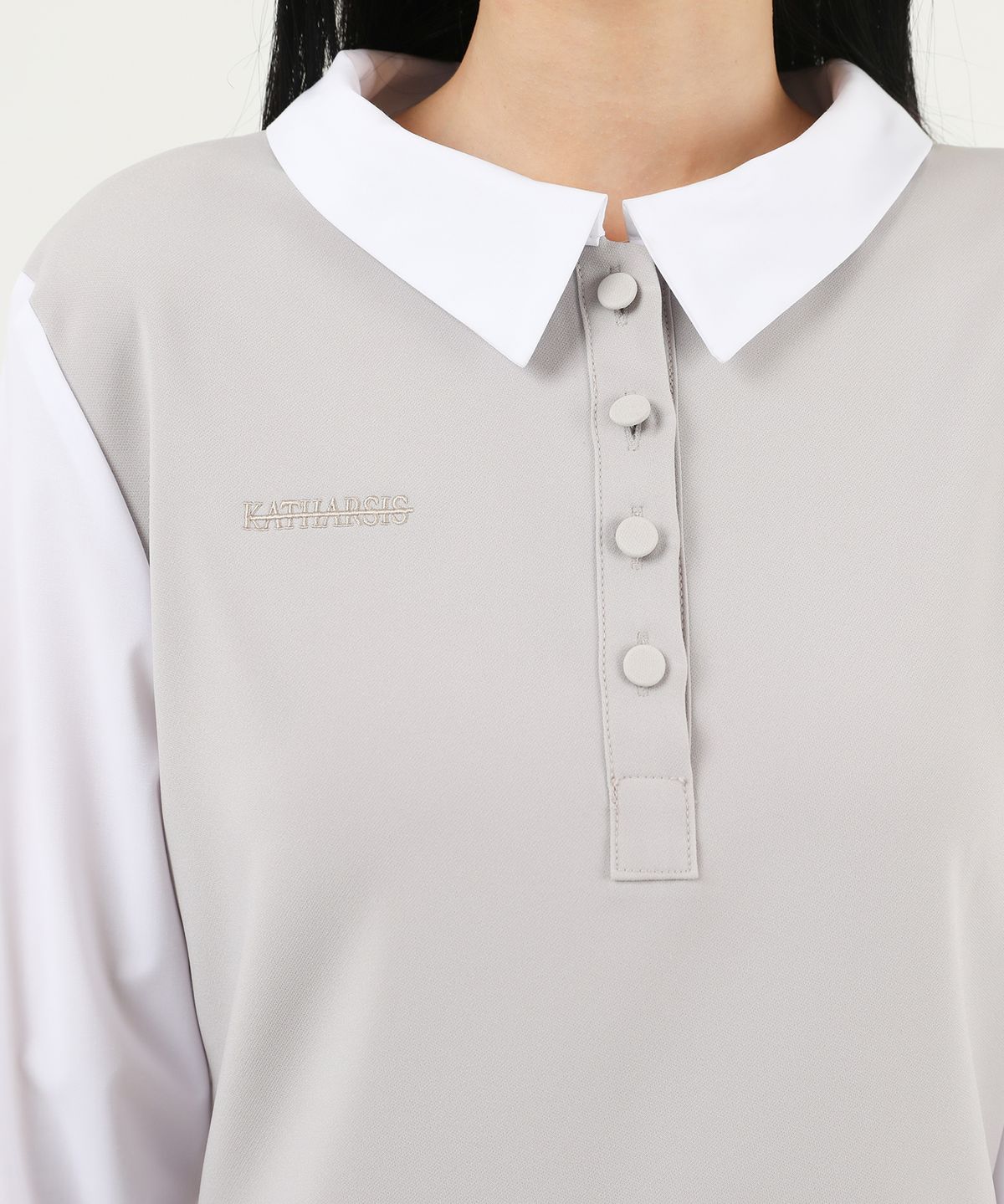 카타르시스(KATHARSIS) 배색 코르셋 카라 원피스 베이지 ONE SIZE