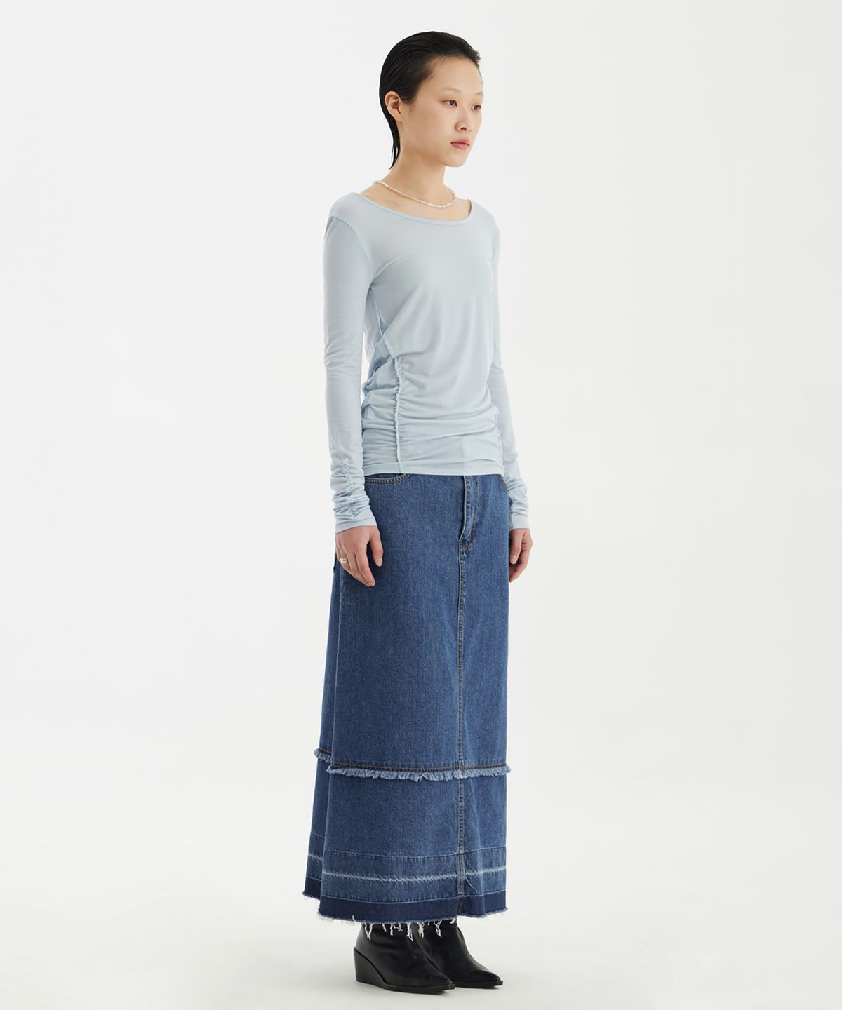 유스(YOUTH) Ballerina Long Jersey Top - Light Blue