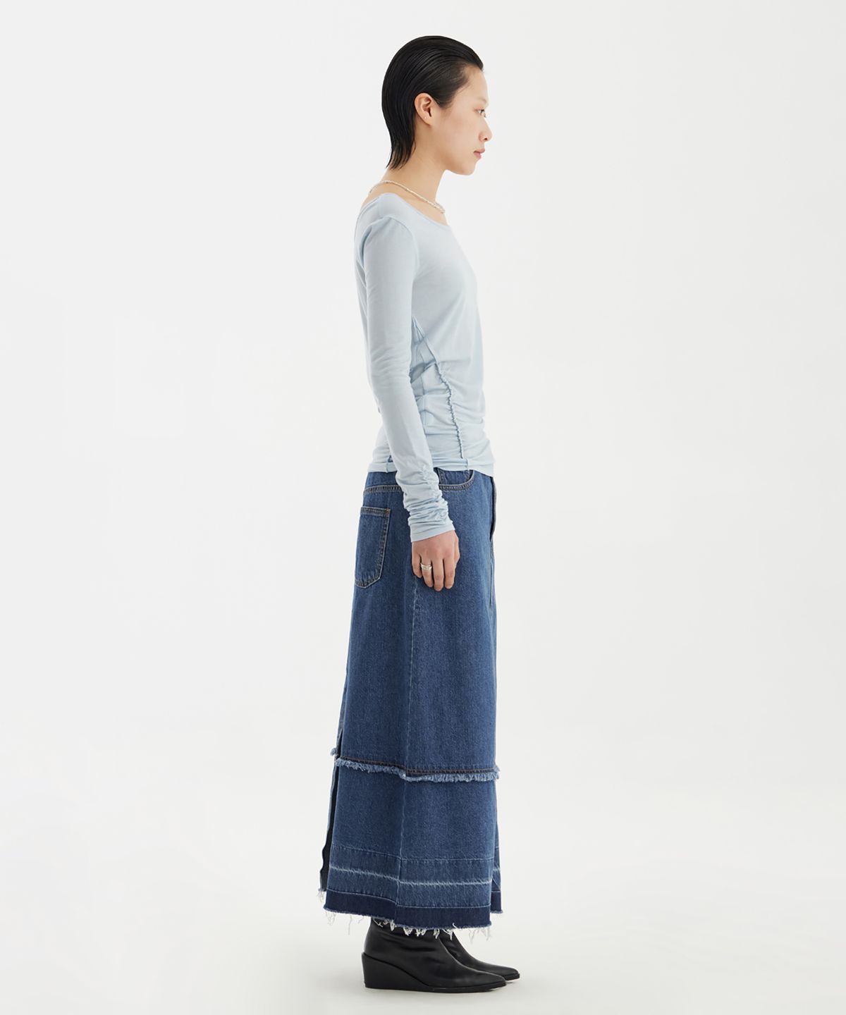 유스(YOUTH) Ballerina Long Jersey Top - Light Blue