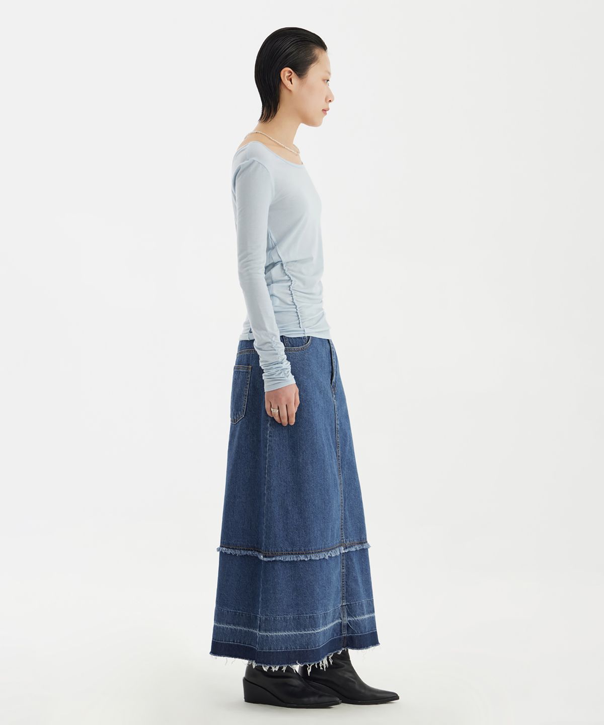 유스(YOUTH) Ballerina Long Jersey Top - Light Blue