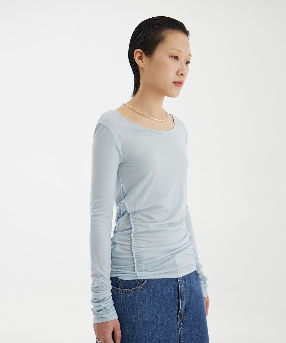 유스(YOUTH) Ballerina Long Jersey Top - Light Blue