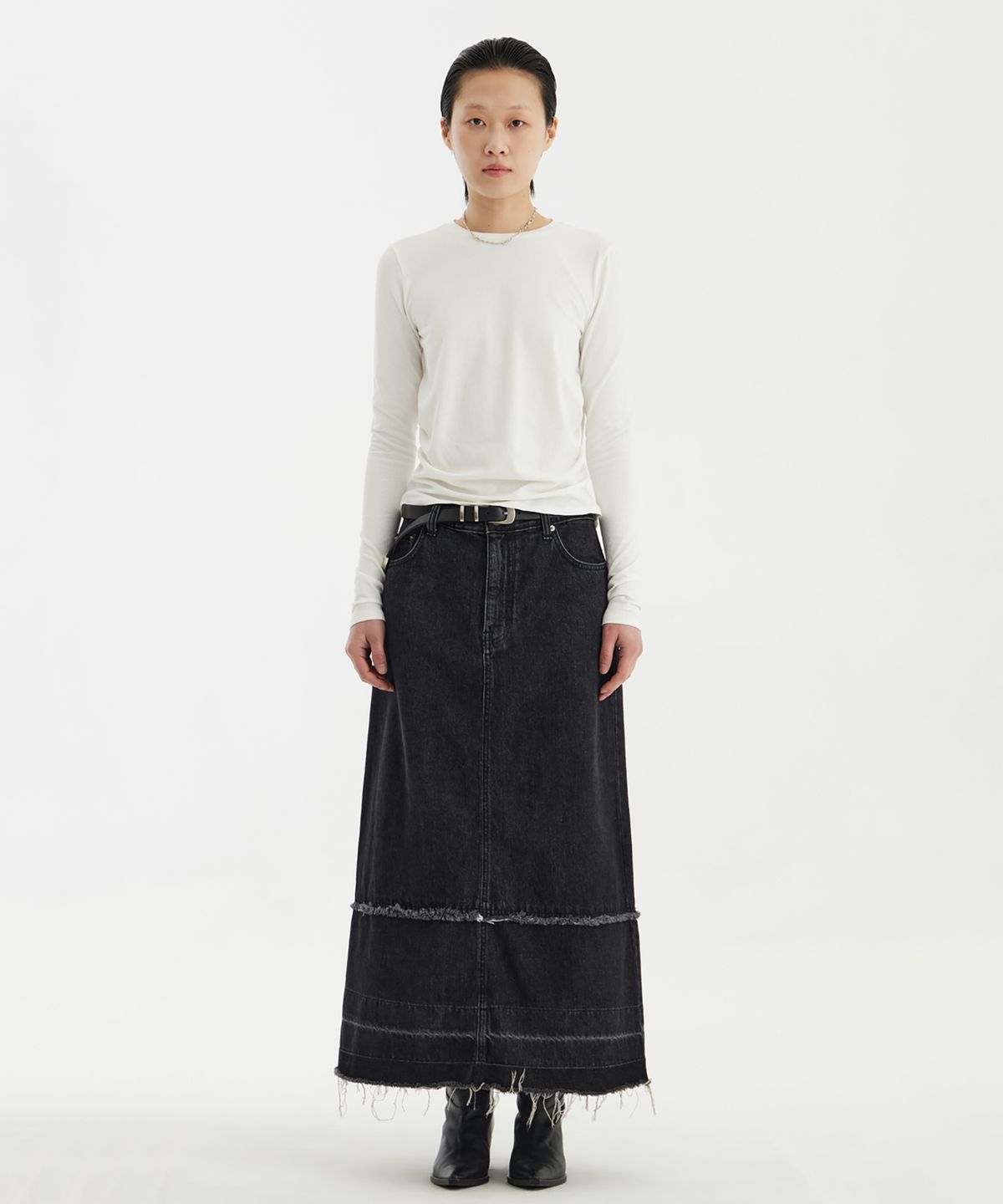 유스(YOUTH) Shirring L/S T-Shirt - White