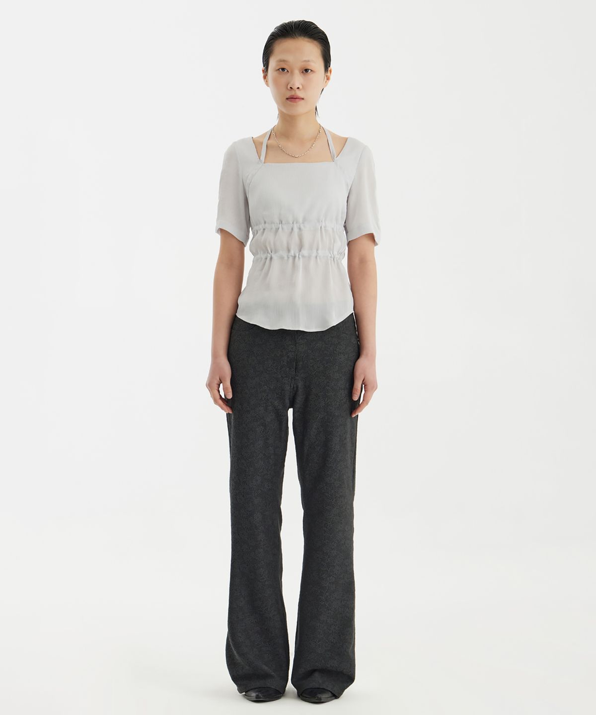 유스(YOUTH) Multi Strap Blouse - Light Grey