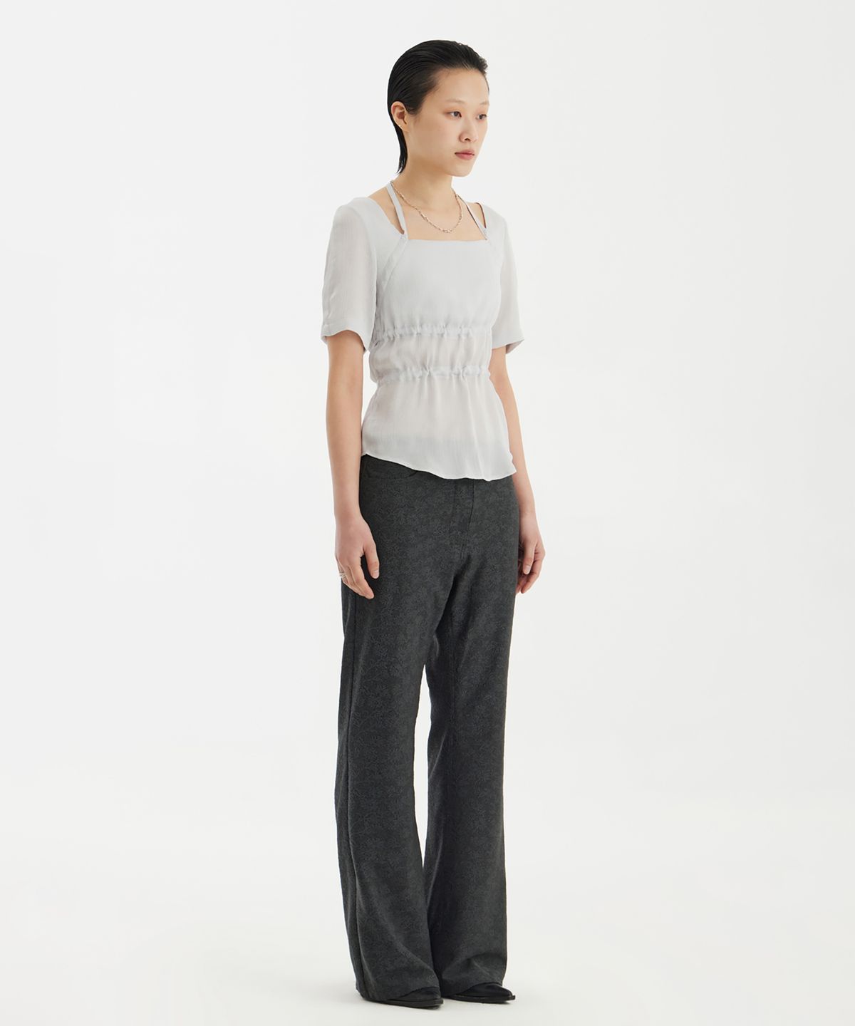 유스(YOUTH) Multi Strap Blouse - Light Grey