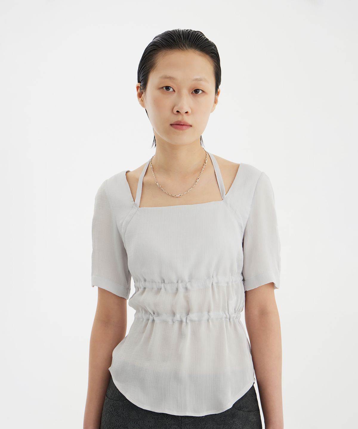 유스(YOUTH) Multi Strap Blouse - Light Grey