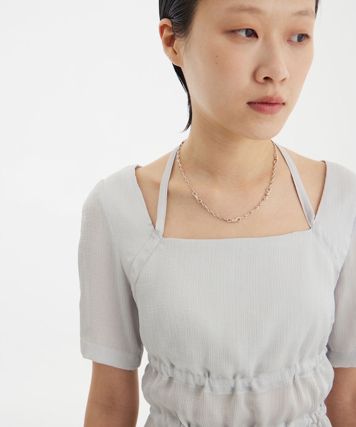 유스(YOUTH) Multi Strap Blouse - Light Grey