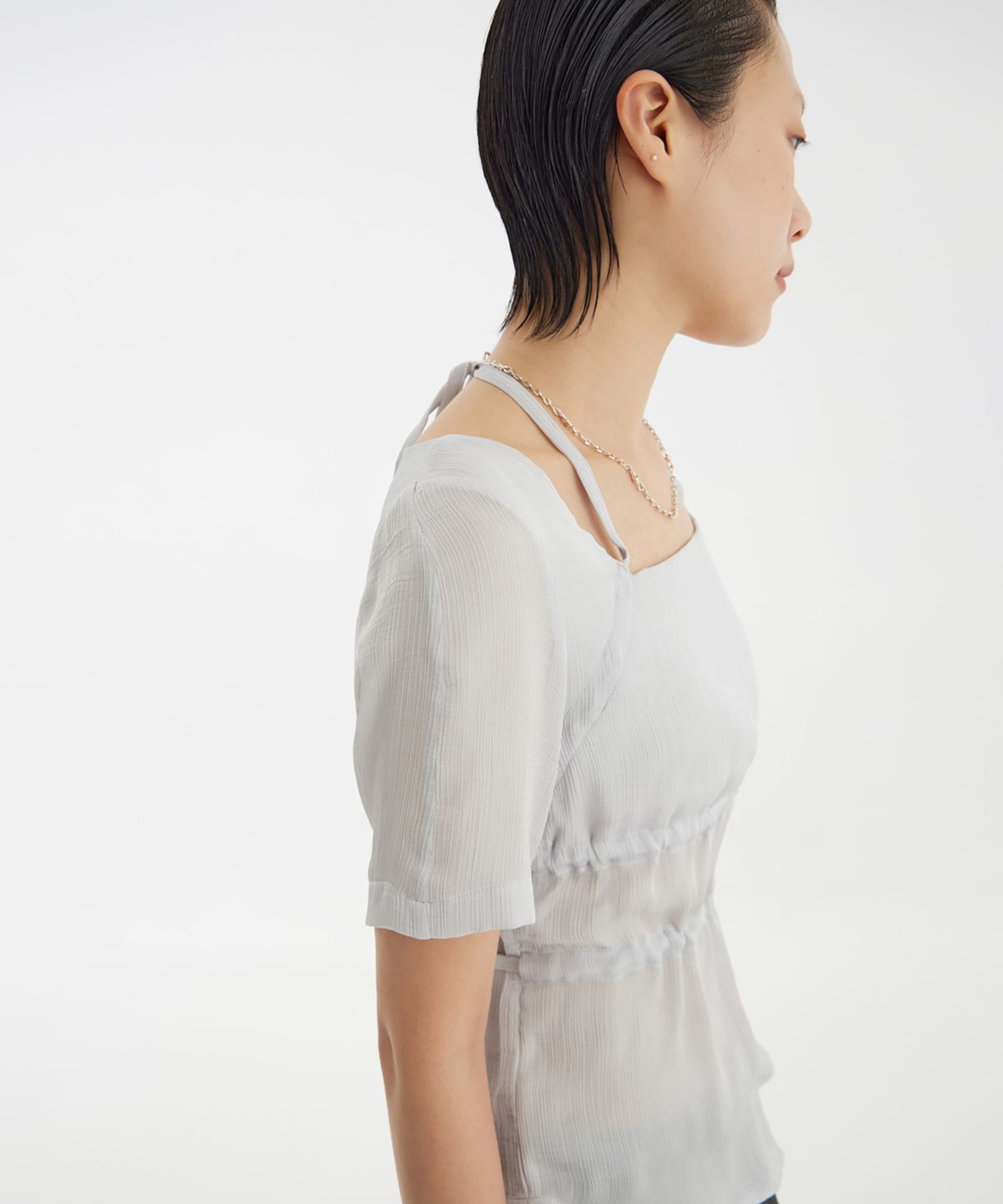 유스(YOUTH) Multi Strap Blouse - Light Grey