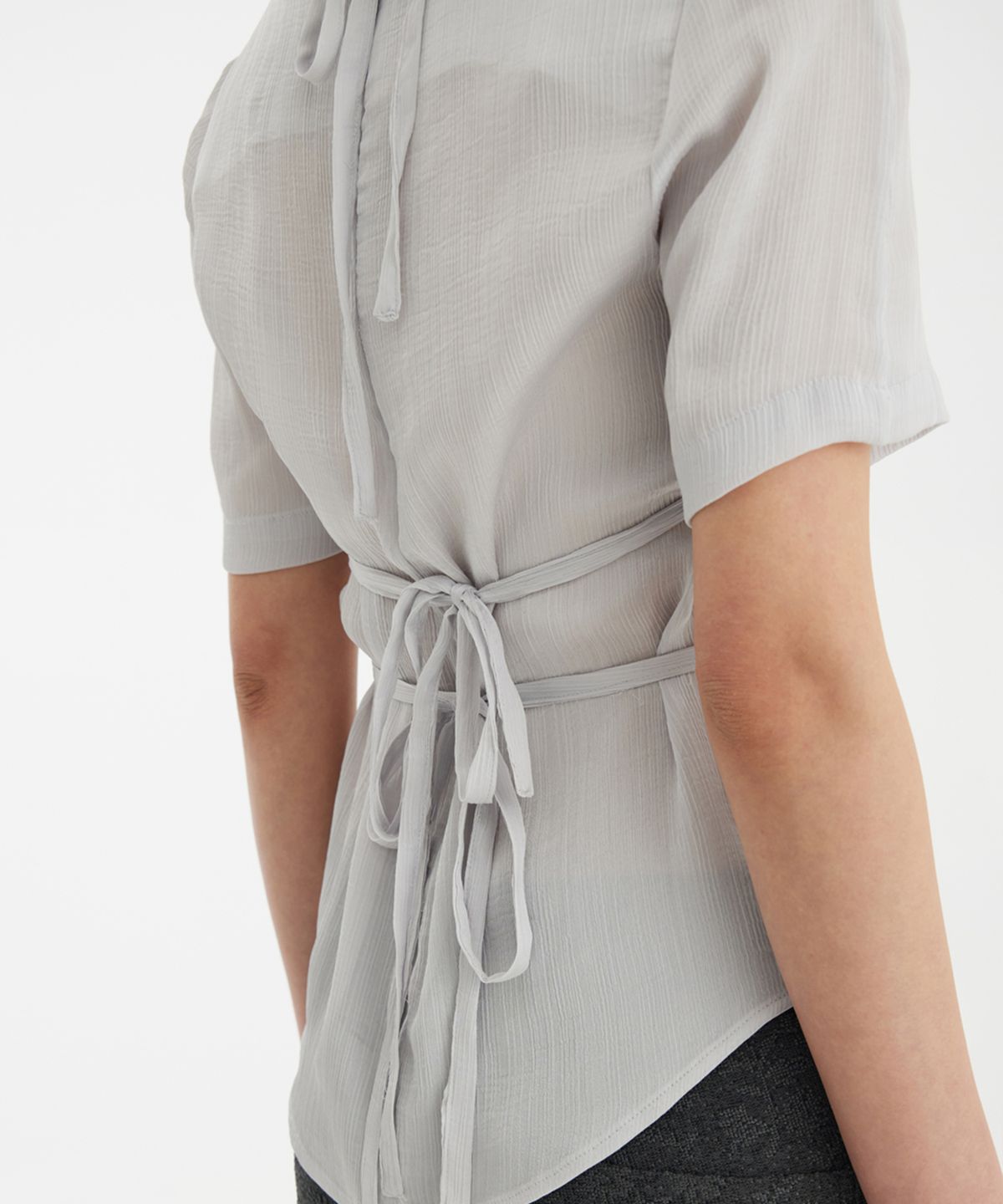 유스(YOUTH) Multi Strap Blouse - Light Grey