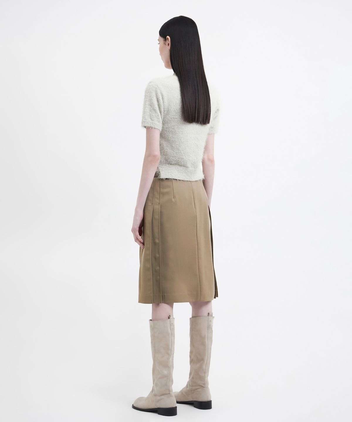유스(YOUTH) Scoop-Neck H/S Knit Cardigan - Light Grey