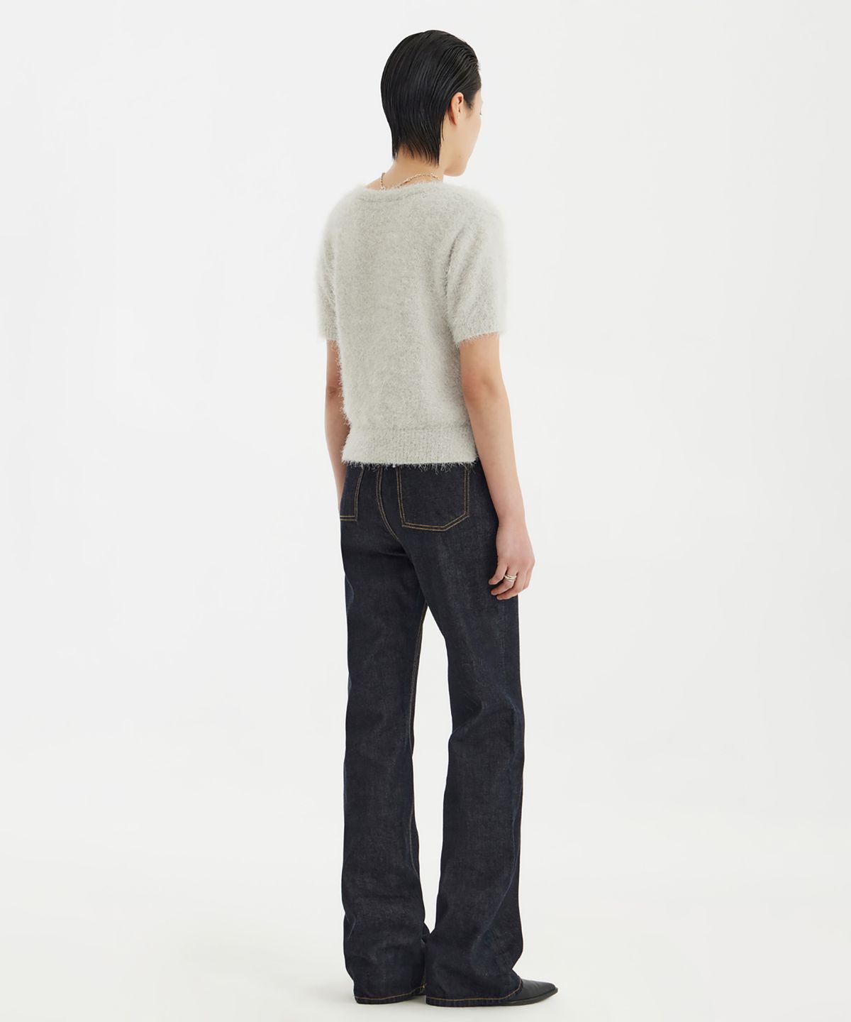 유스(YOUTH) Scoop-Neck H/S Knit Cardigan - Light Grey