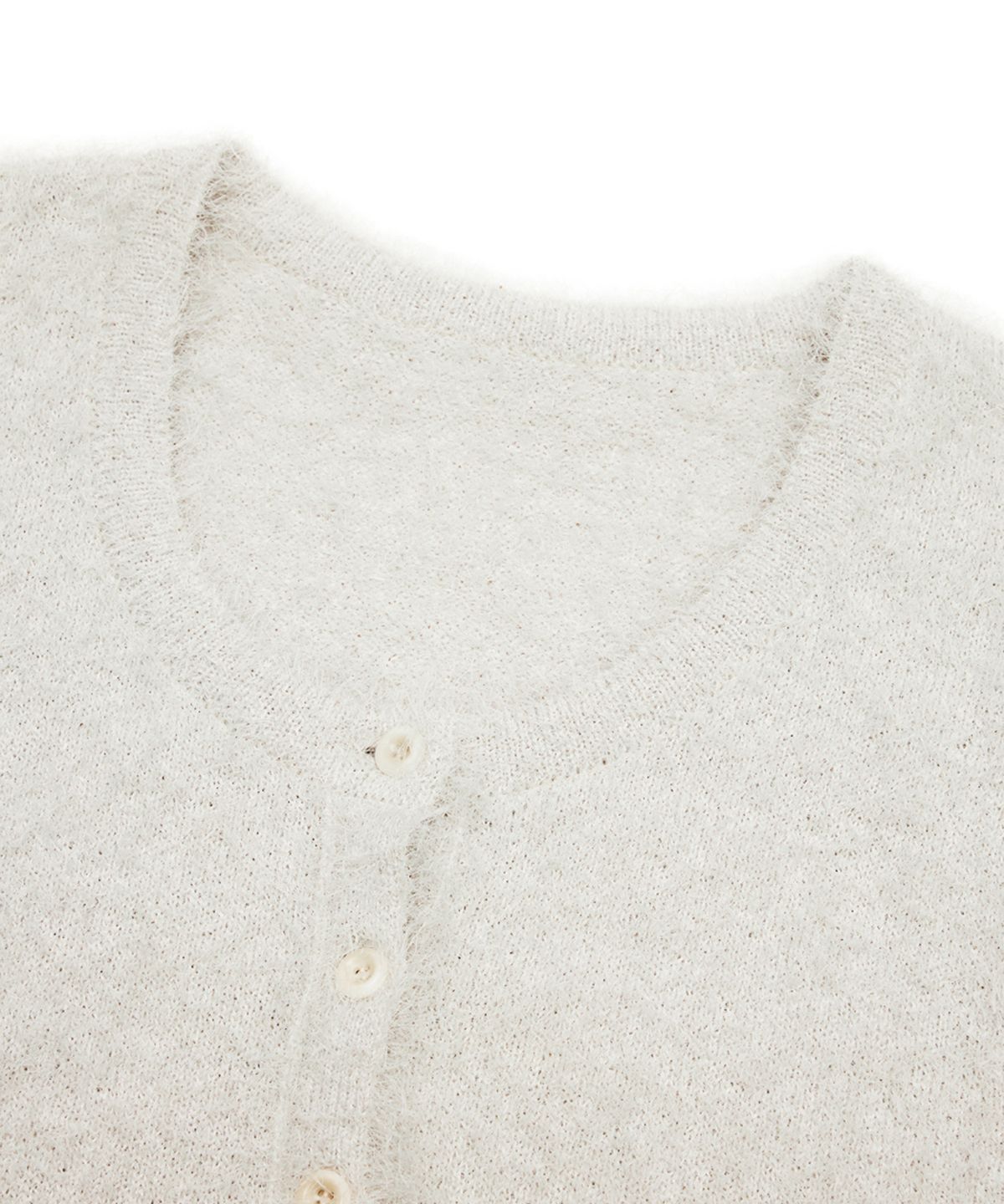 유스(YOUTH) Scoop-Neck H/S Knit Cardigan - Light Grey