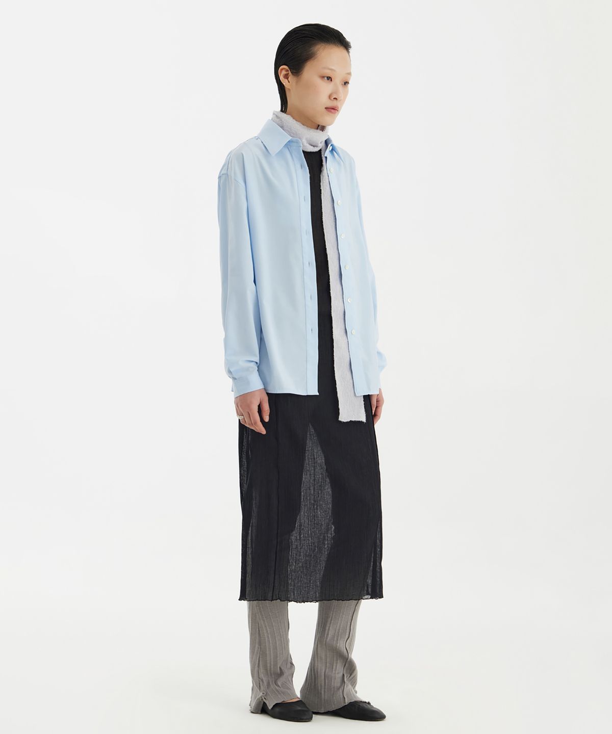 유스(YOUTH) Cut-Off Loosed Shirt - Light Blue