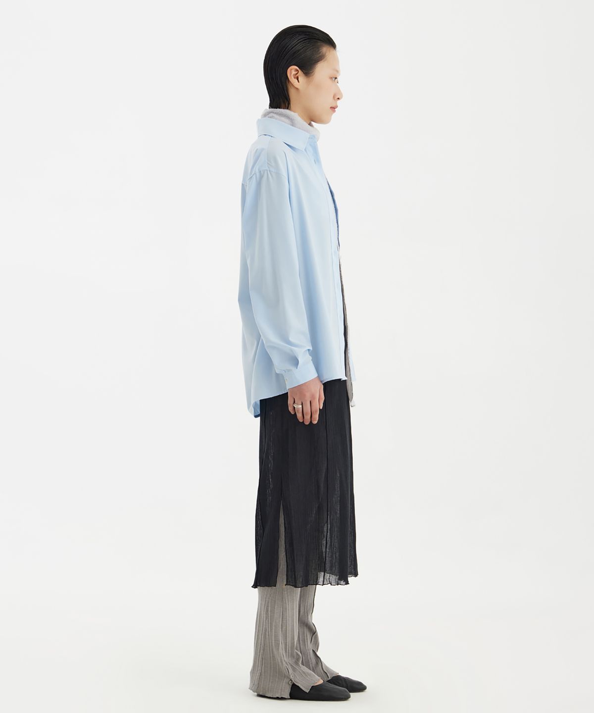 유스(YOUTH) Cut-Off Loosed Shirt - Light Blue