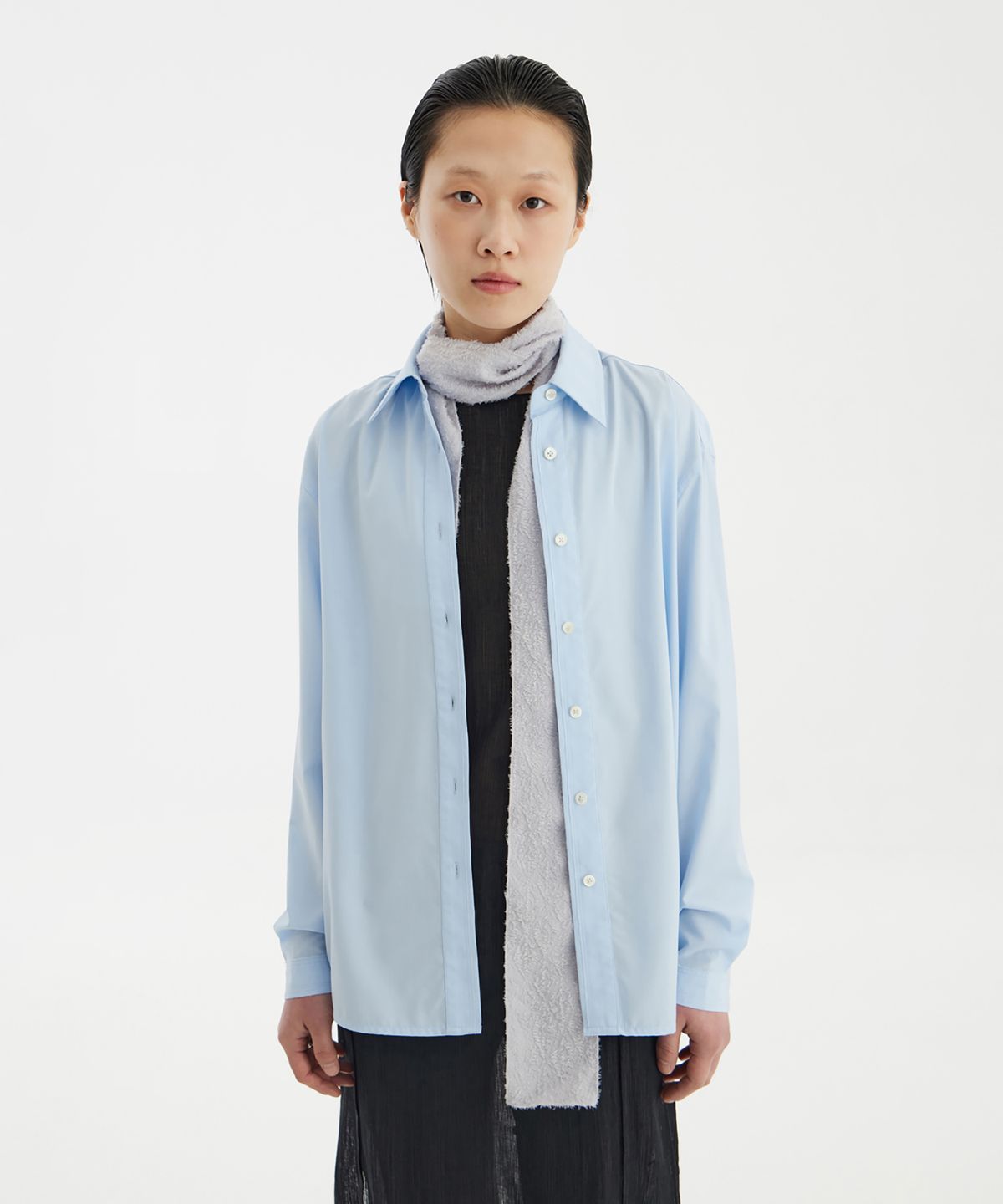 유스(YOUTH) Cut-Off Loosed Shirt - Light Blue