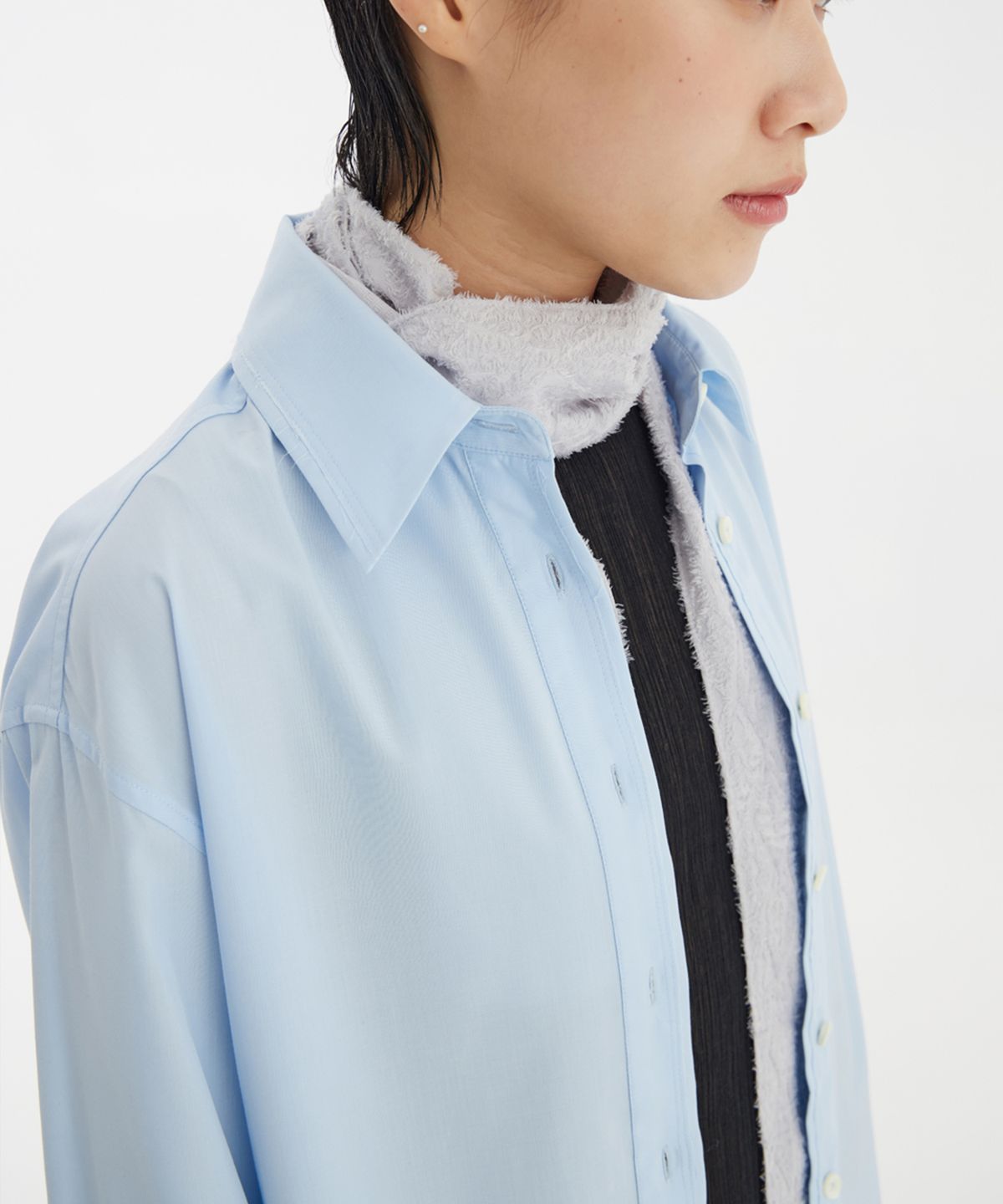 유스(YOUTH) Cut-Off Loosed Shirt - Light Blue